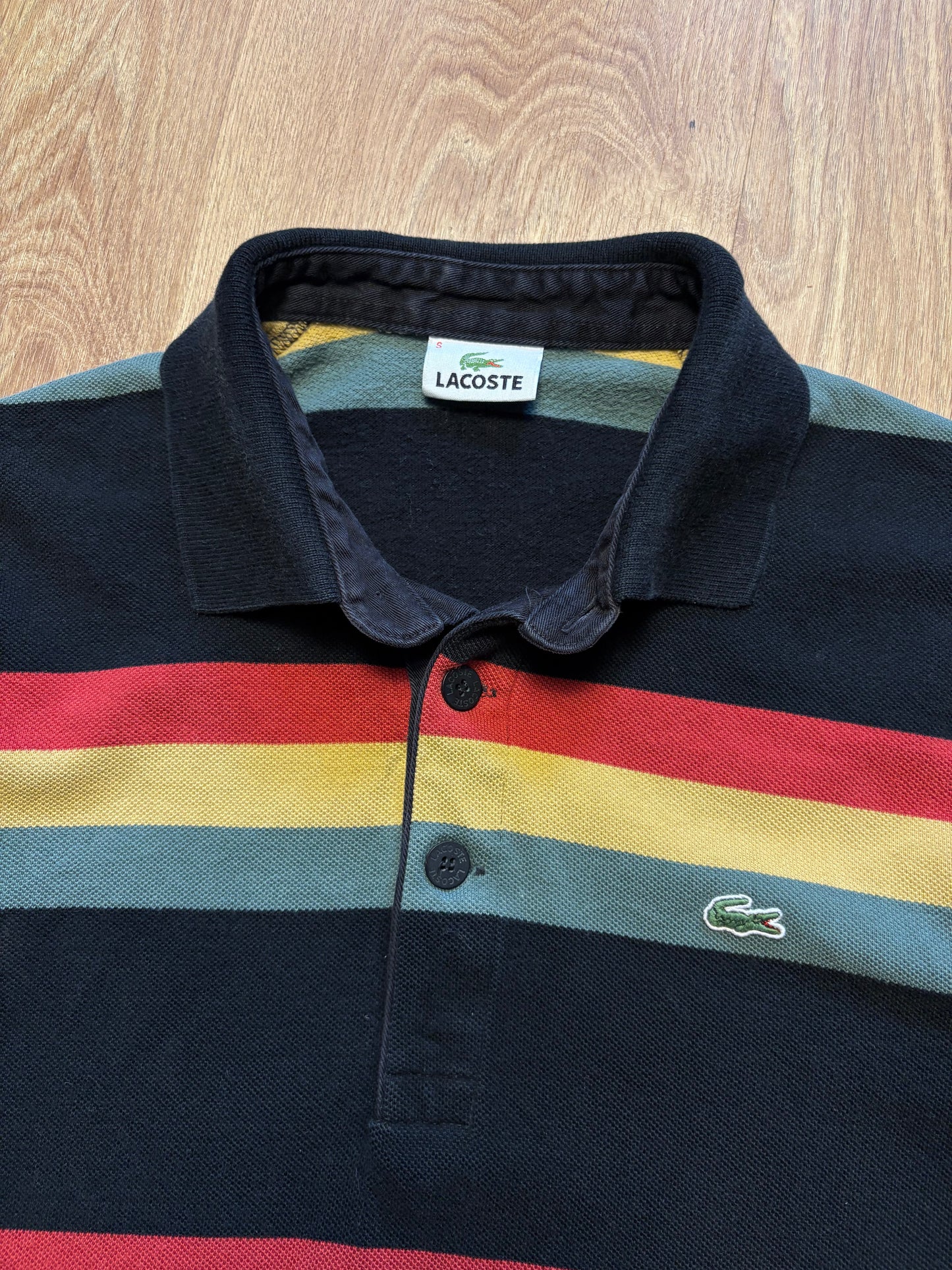 Vintage Lacoste Multi-colour Stripe Rugby Top (S)