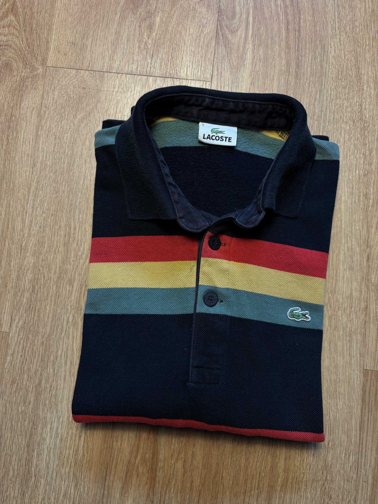 Vintage Lacoste Multi-colour Stripe Rugby Top (S)