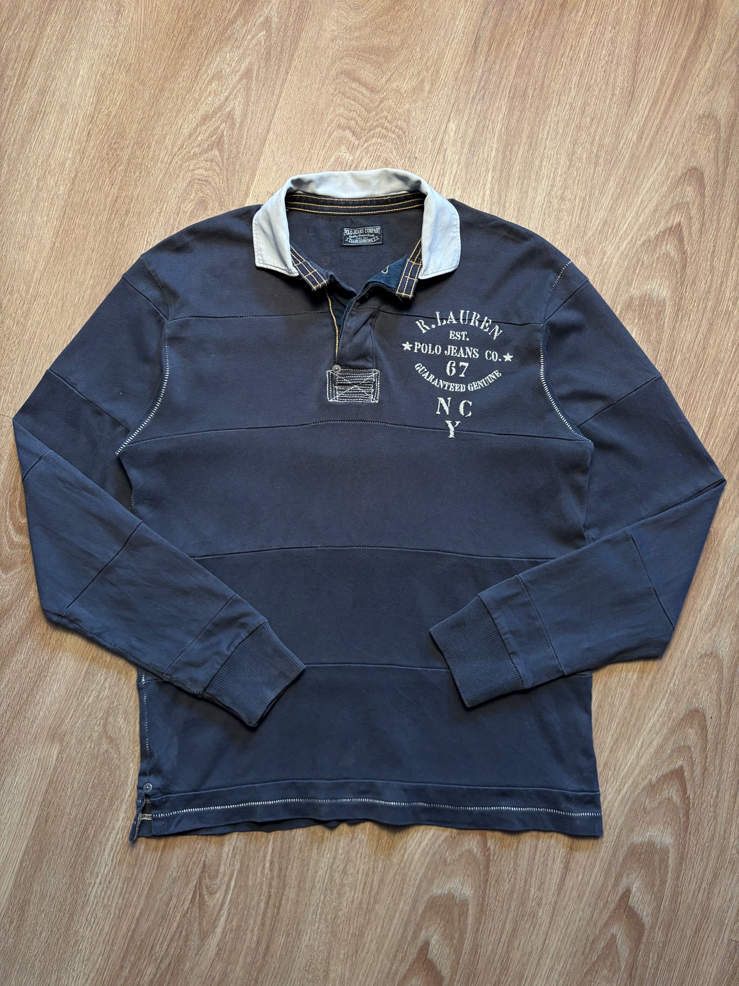 Ralph Lauren Embroidered Dark Grey Rugby Top (M)