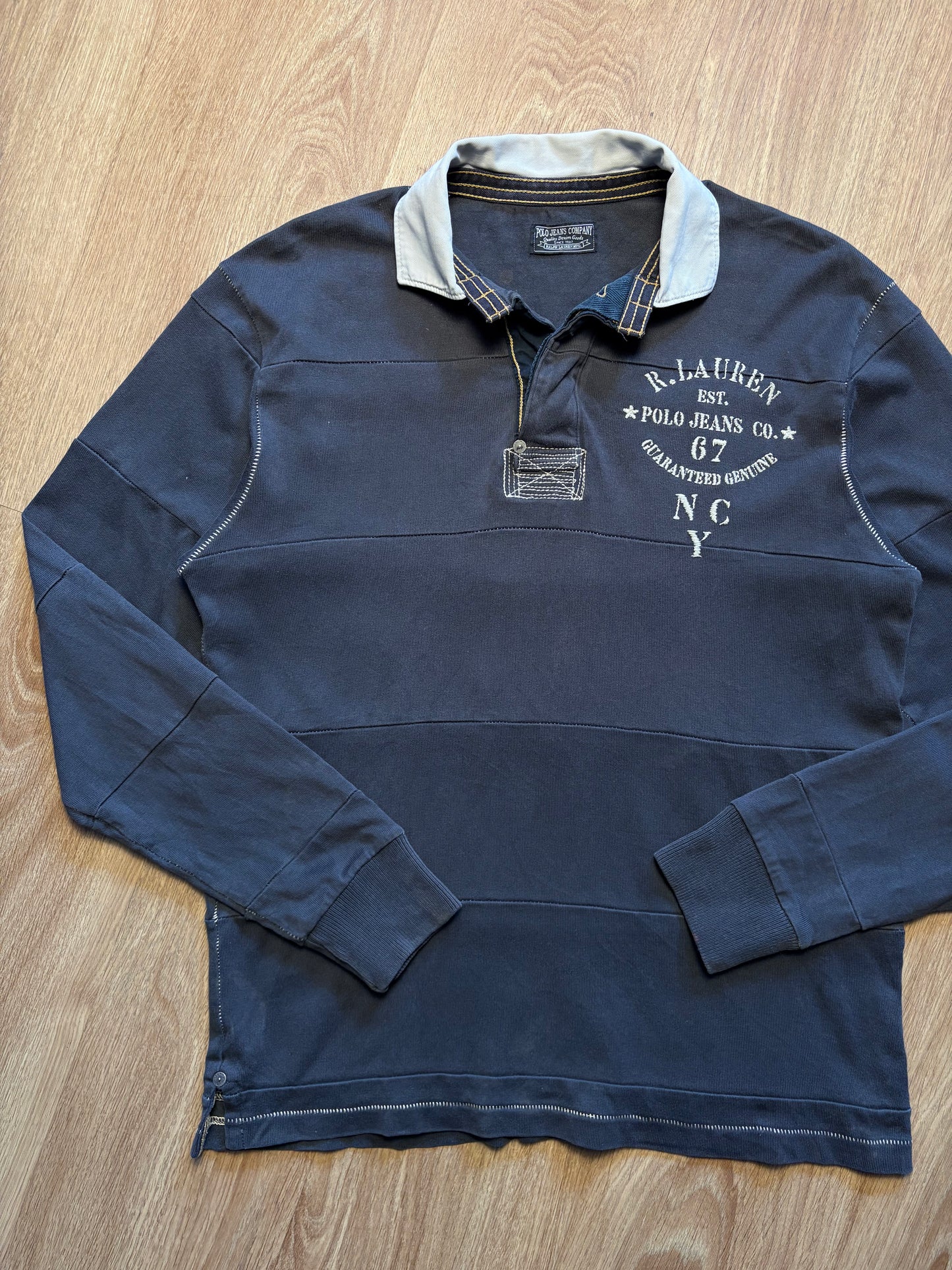 Ralph Lauren Embroidered Dark Grey Rugby Top (M)