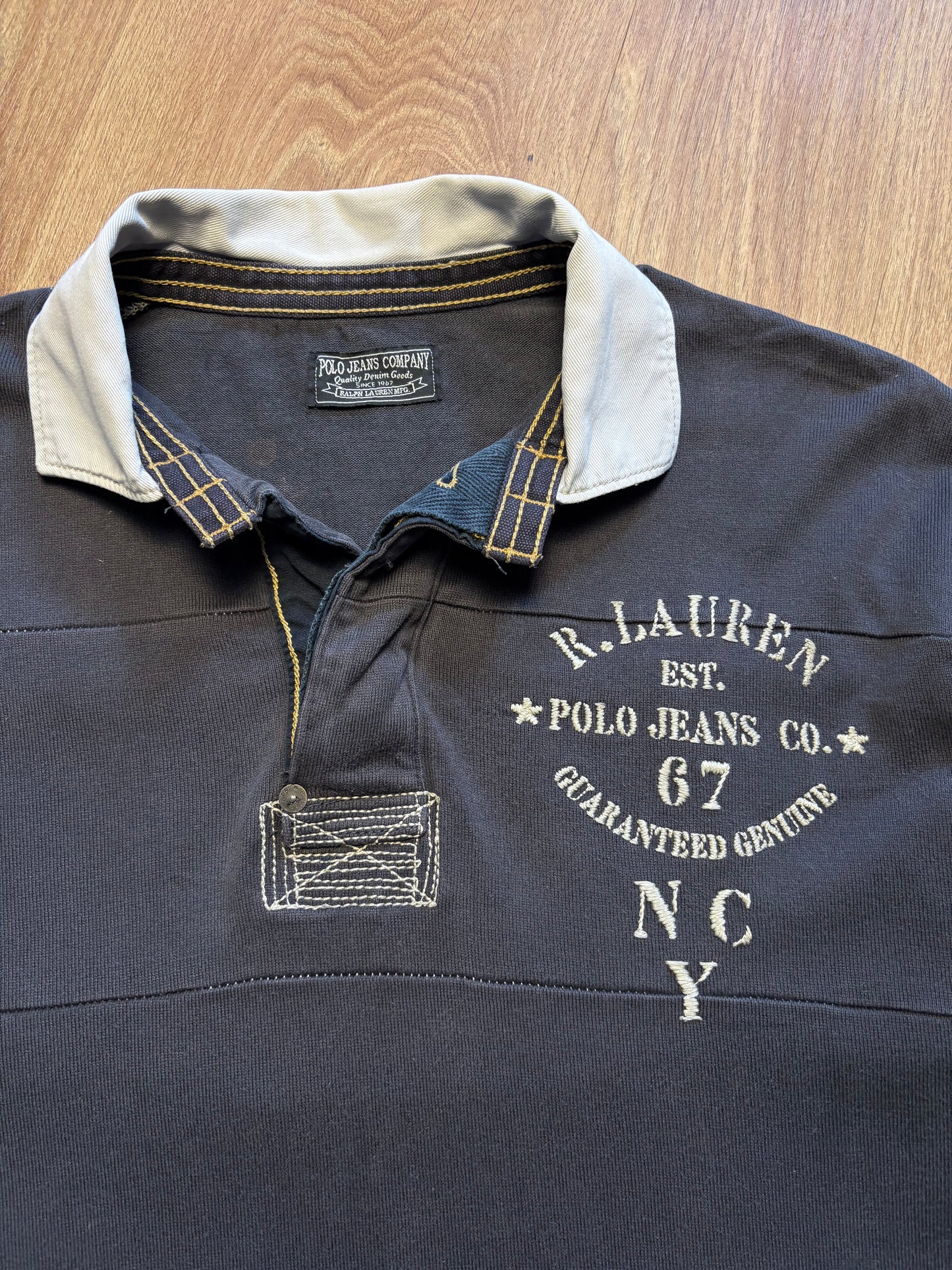 Ralph Lauren Embroidered Dark Grey Rugby Top (M)