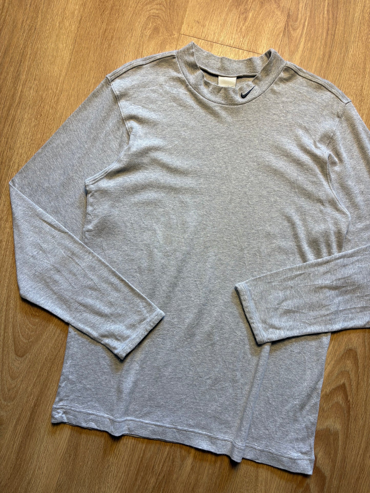 Vintage Nike Mock Neck Heather Grey Longsleeve Top (S)
