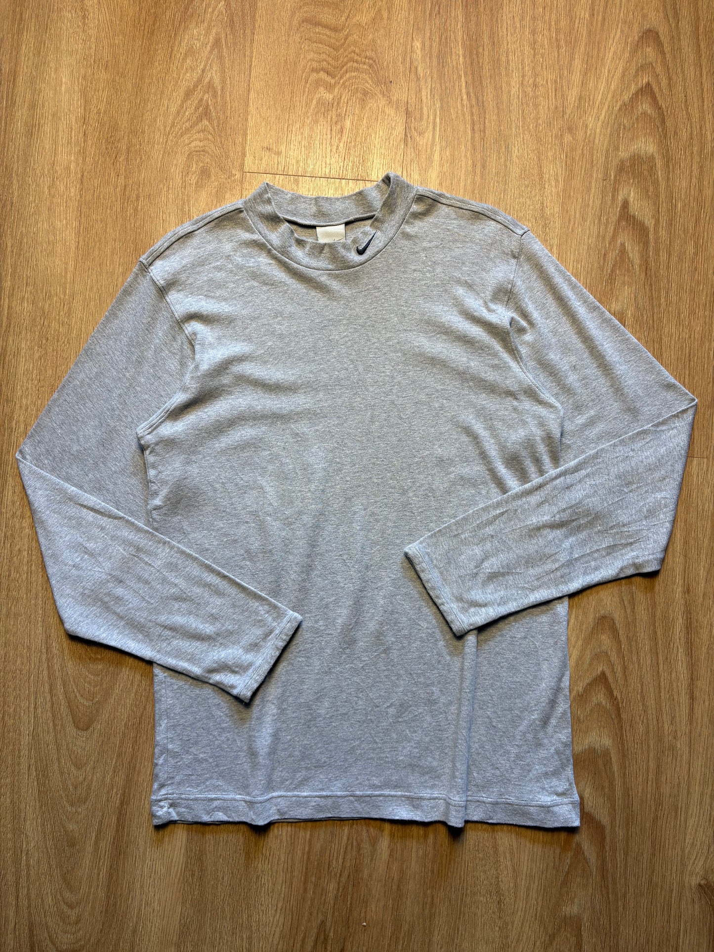 Vintage Nike Mock Neck Heather Grey Longsleeve Top (S)