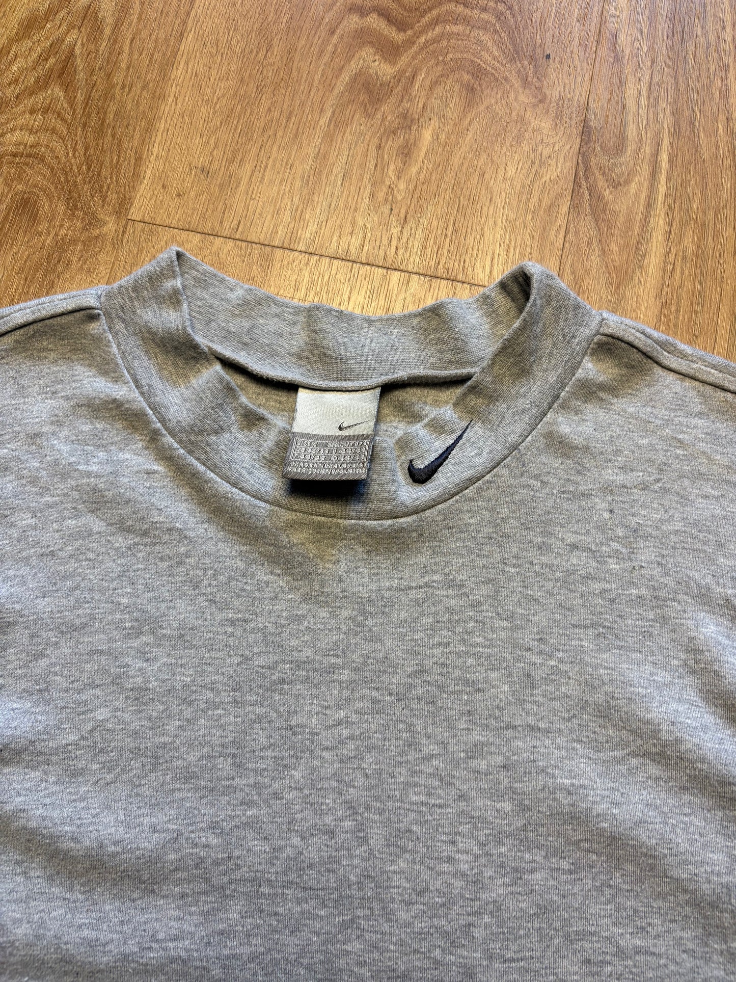 Vintage Nike Mock Neck Heather Grey Longsleeve Top (S)