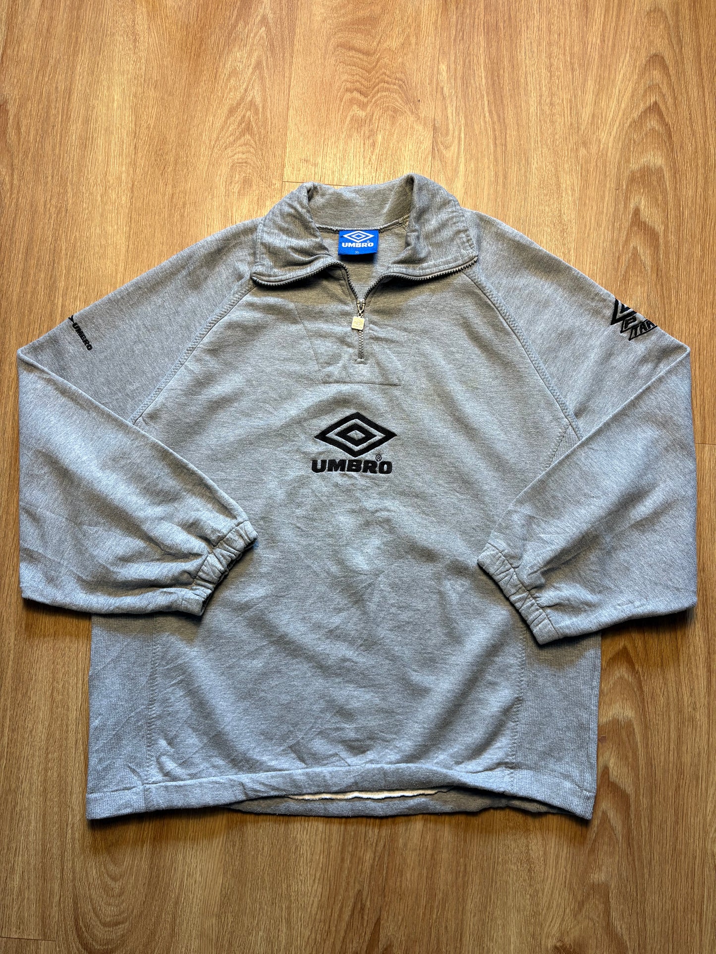 Vintage Umbro Pro Training Grey Quarter Zip Sweatshirt (XL)