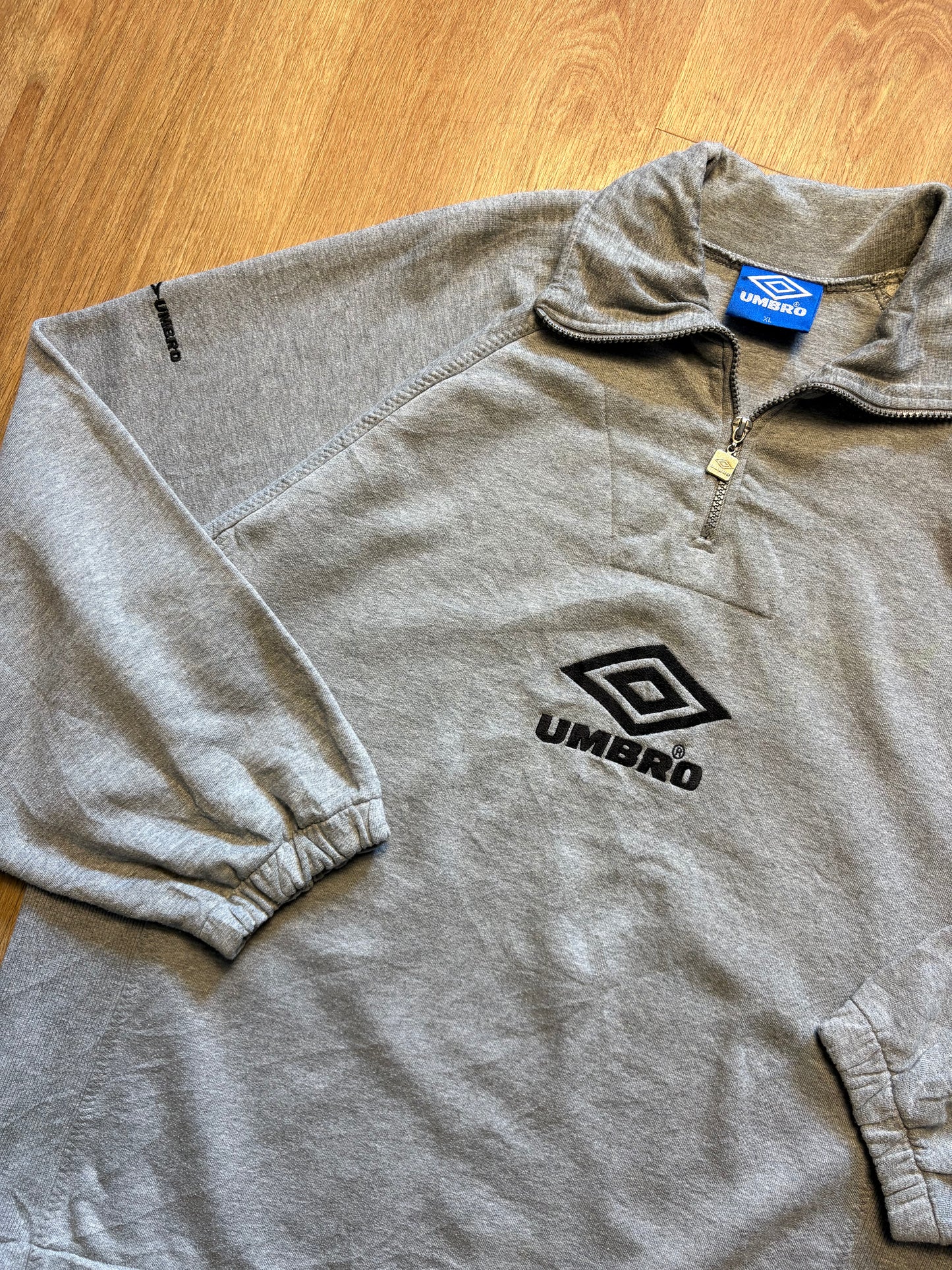 Vintage Umbro Pro Training Grey Quarter Zip Sweatshirt (XL)