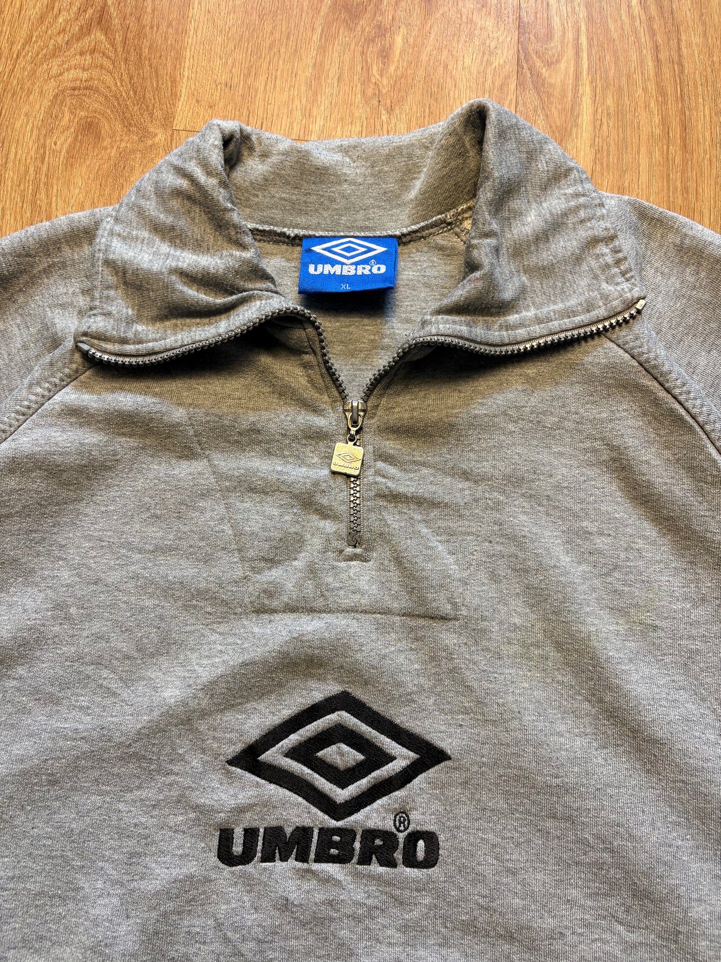 Vintage Umbro Pro Training Grey Quarter Zip Sweatshirt (XL)