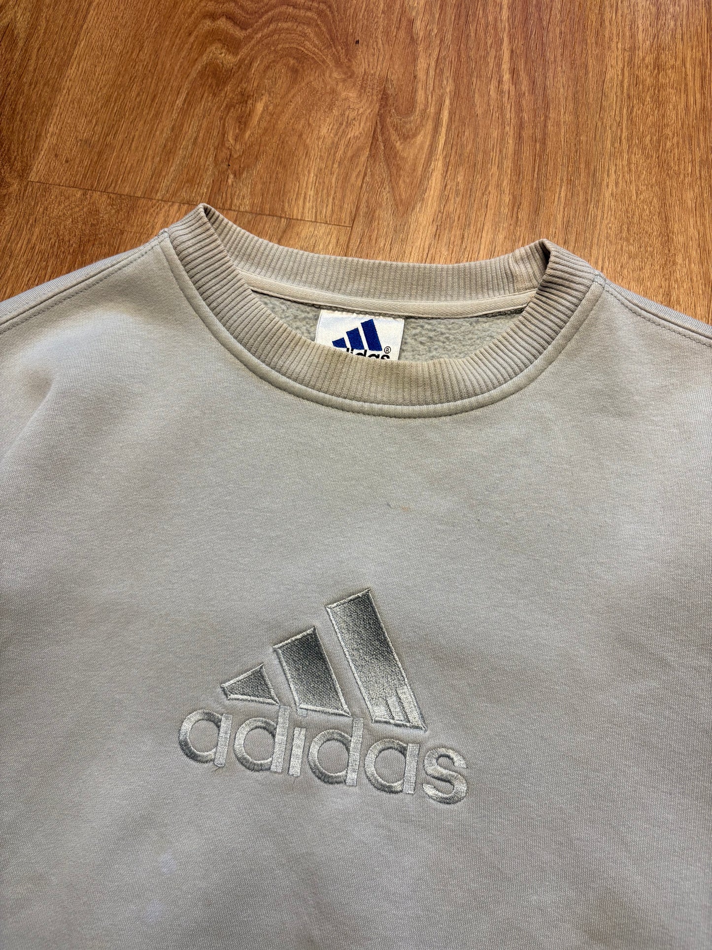 Vintage Adidas Embroidered Spellout Cream Sweatshirt (M)