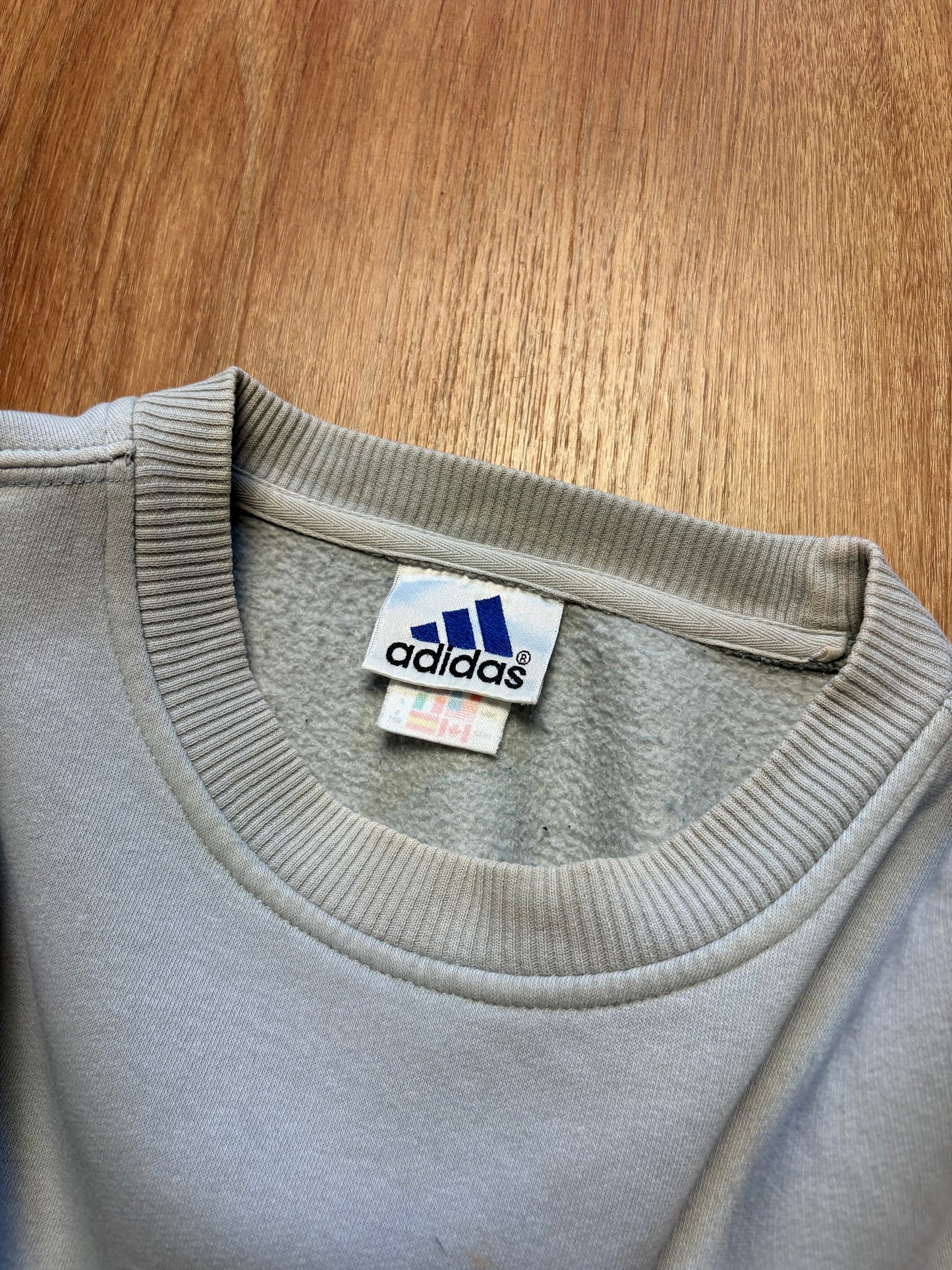 Vintage Adidas Embroidered Spellout Cream Sweatshirt (M)