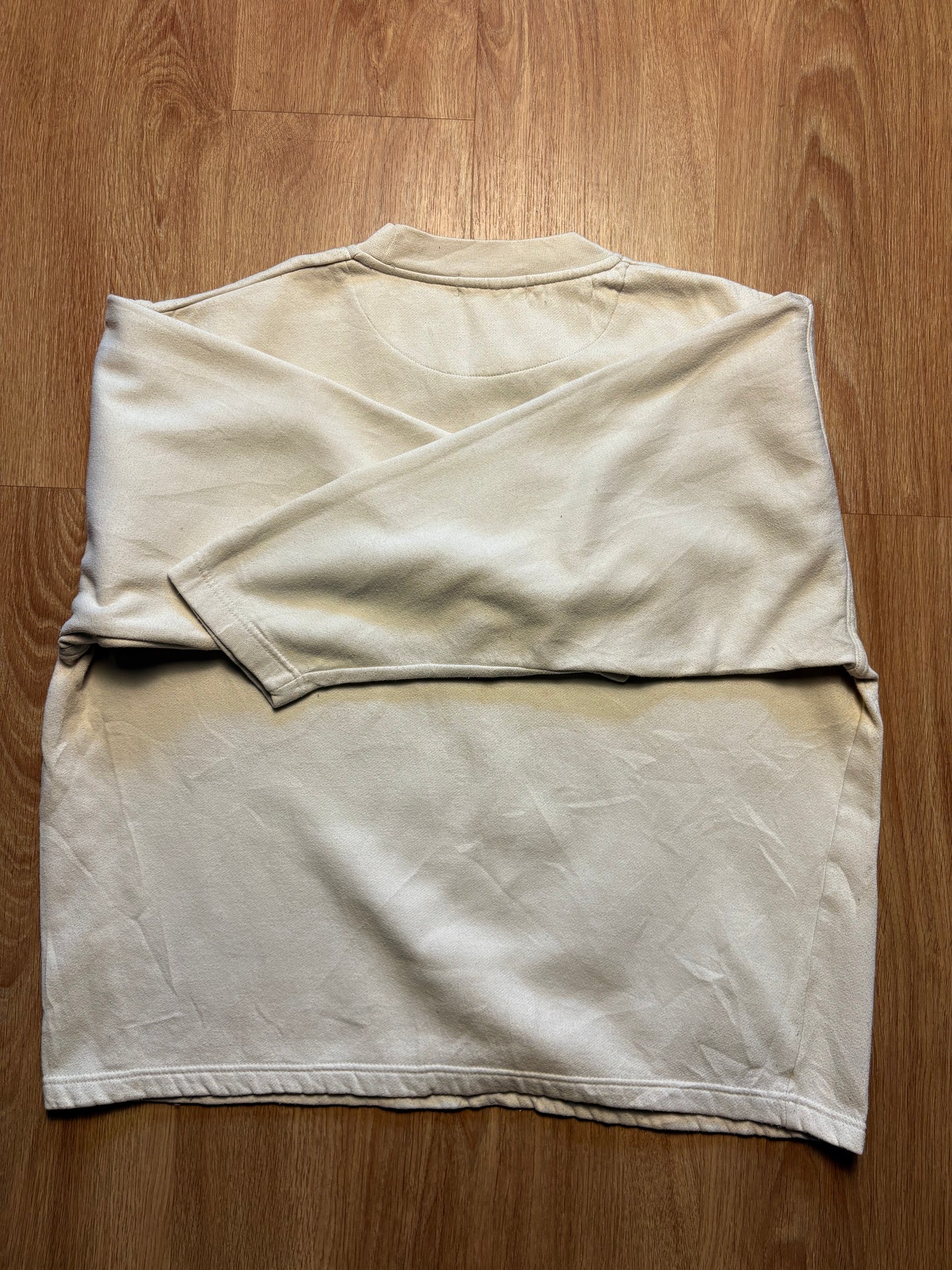Vintage NAF NAF Embroidered Spellout Cream Sweatshirt (L)