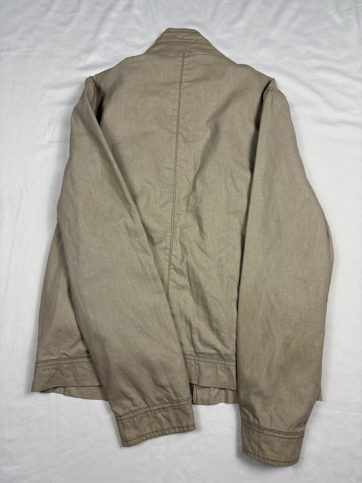 Celio 2000s Beige Linen Zip Up Jacket (M)