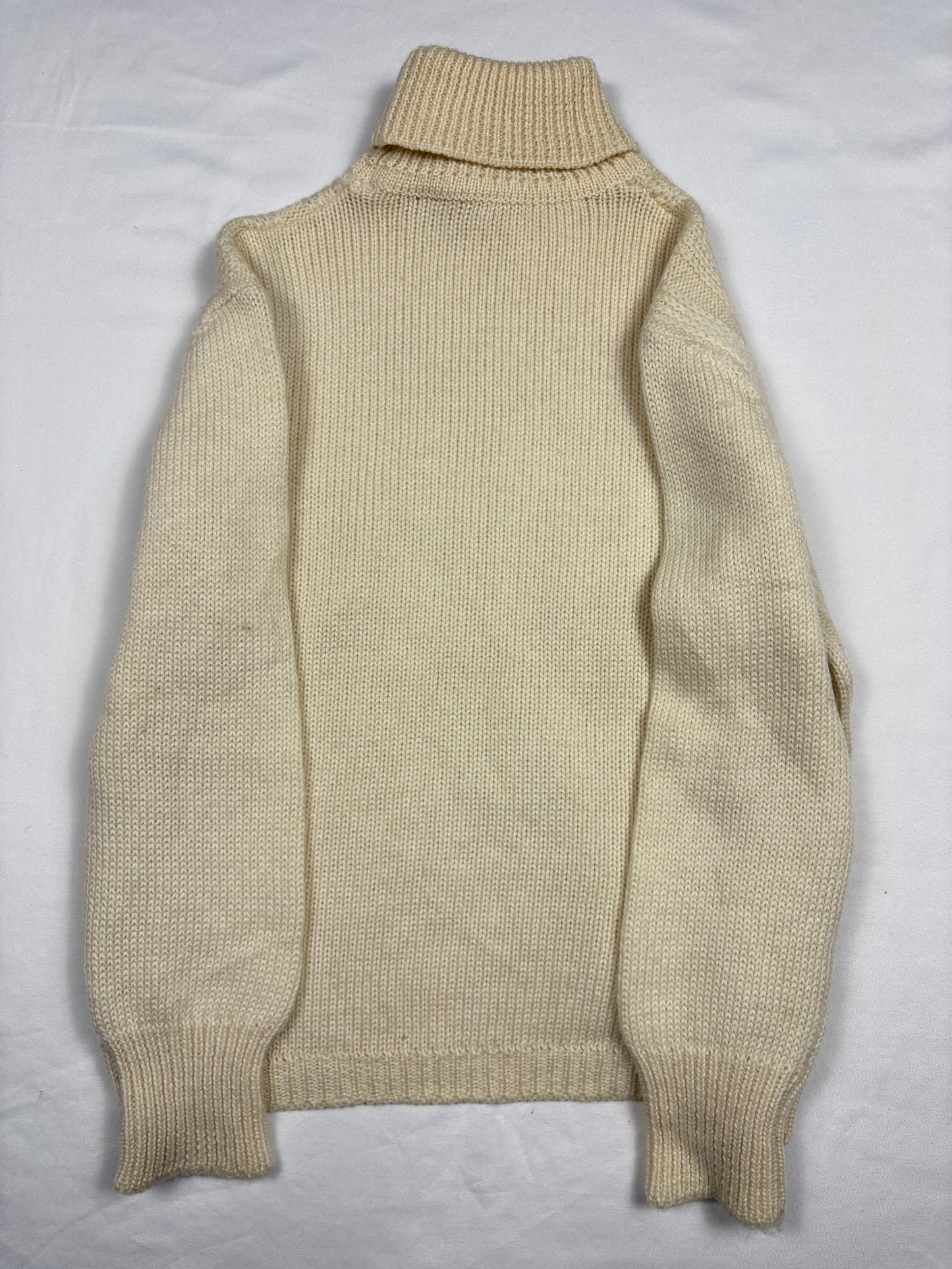 Vintage Italian Made Cream Roll Neck Fishermans Knit Jumper (women's S)