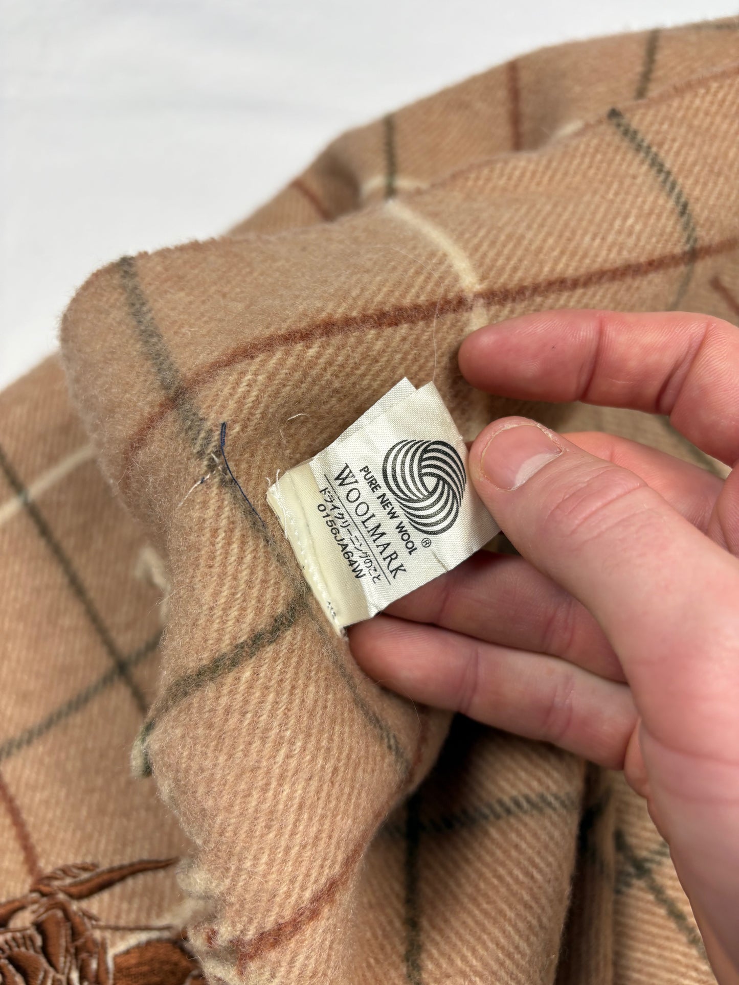 Vintage Burberry Check Beige Wool Scarf