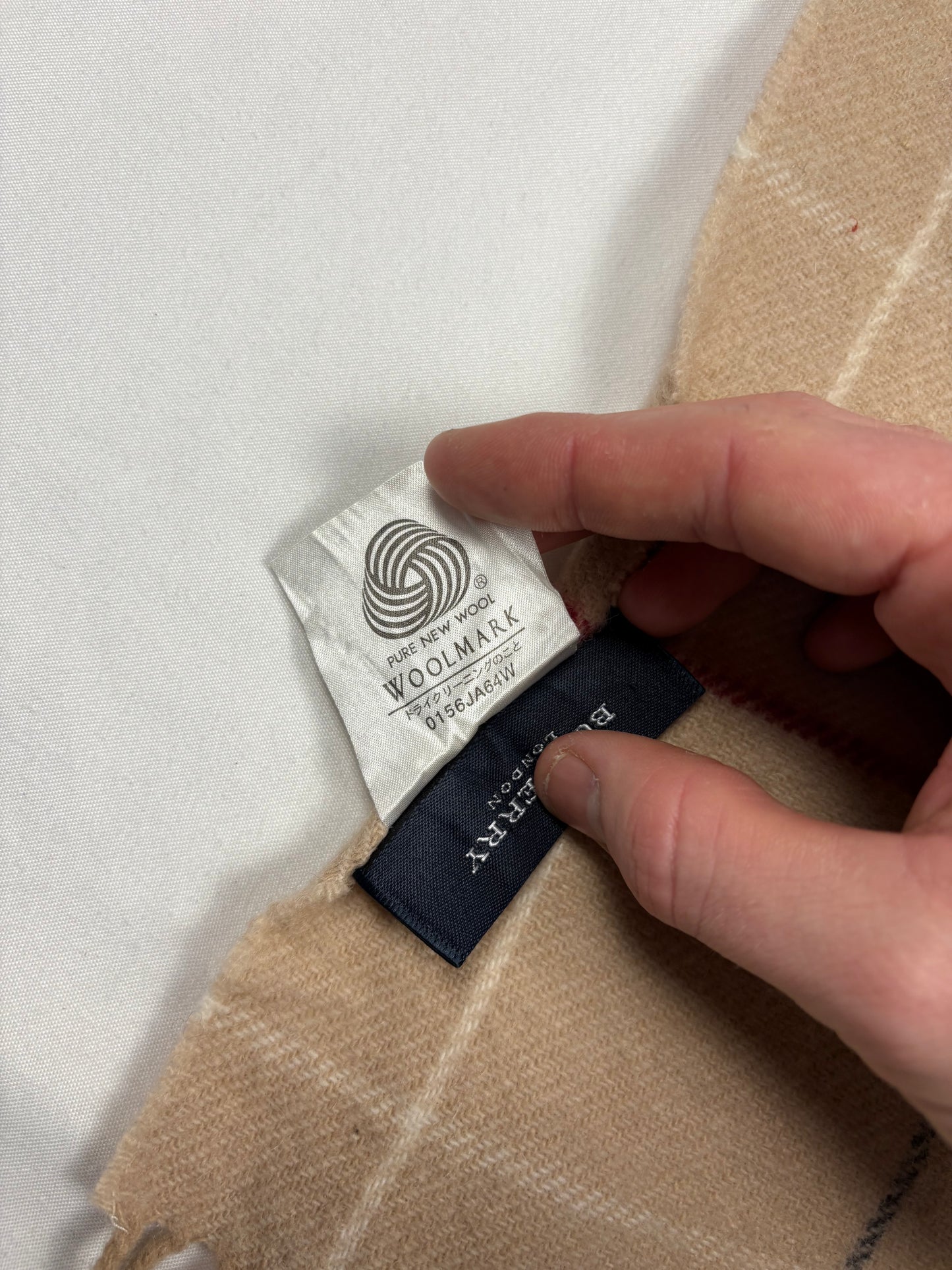 Vintage Burberry Check Beige Wool Scarf