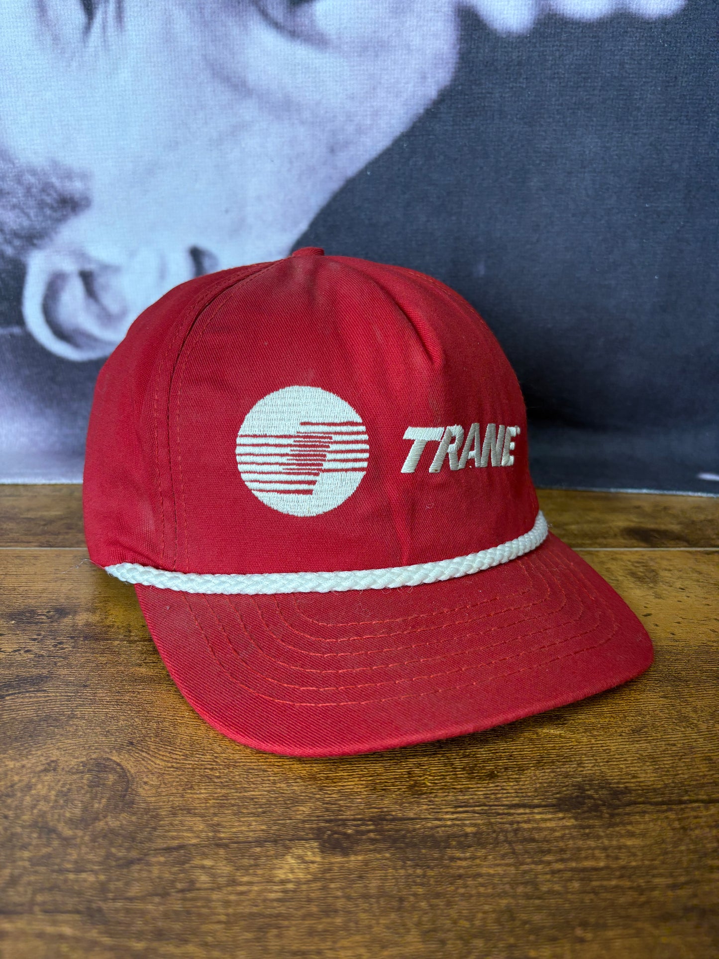 Vintage 90s White Strap Red Trucker Hat