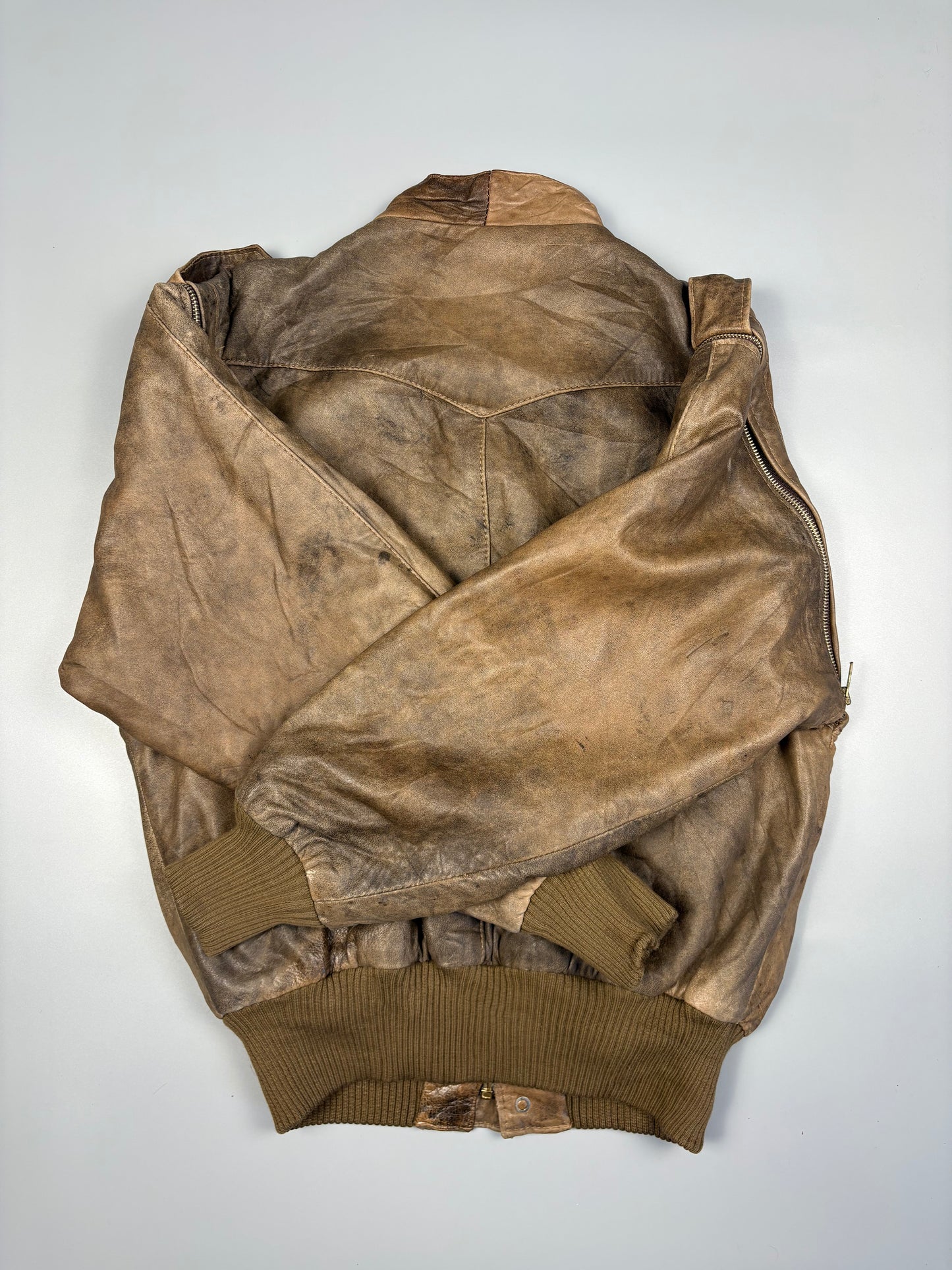 Vintage 1980s Houndstooth Lined Euro Leather Jacket (S)