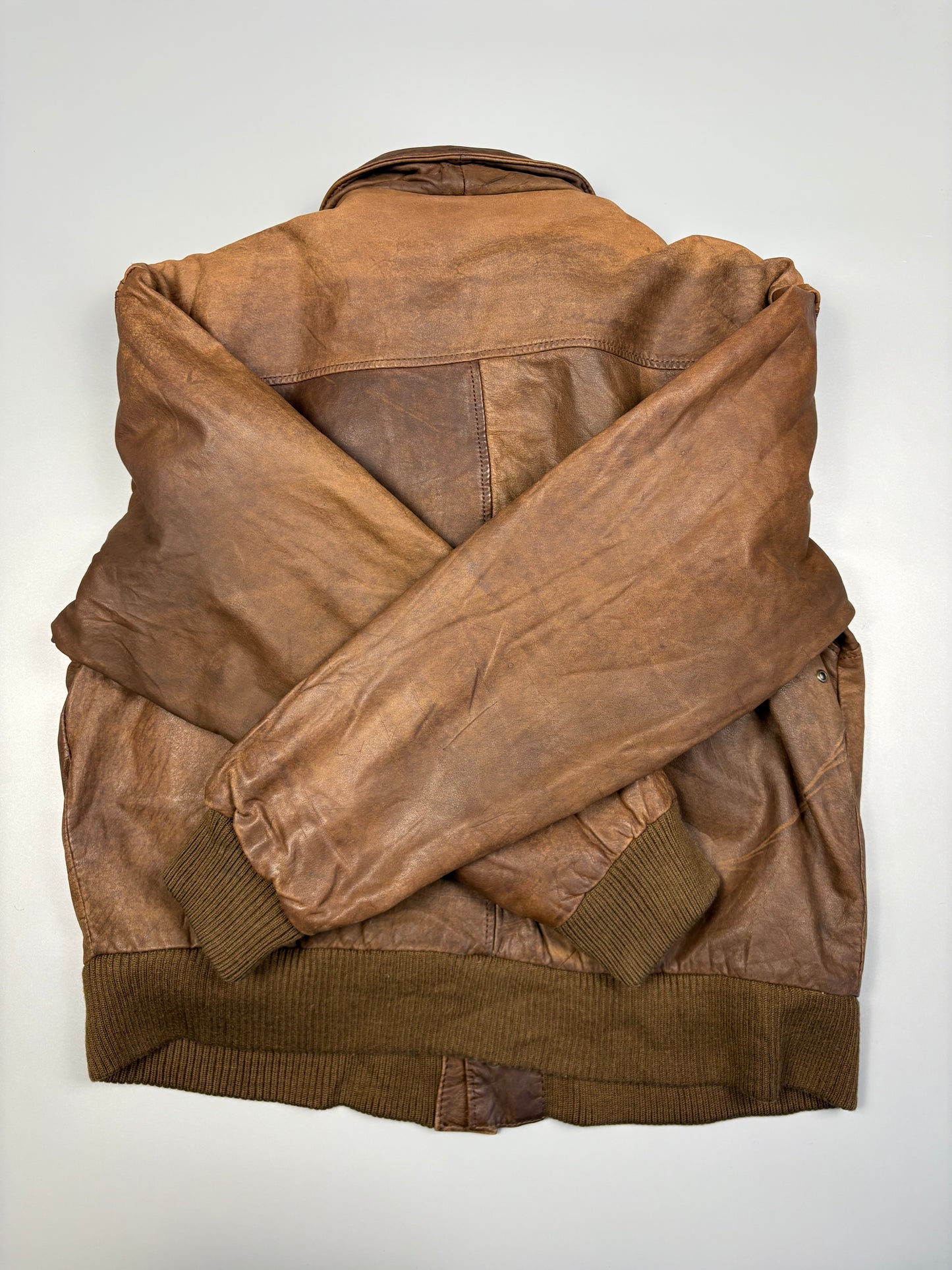 Vintage 1980s Map Lining Leather A-2 Flight Jacket (S)