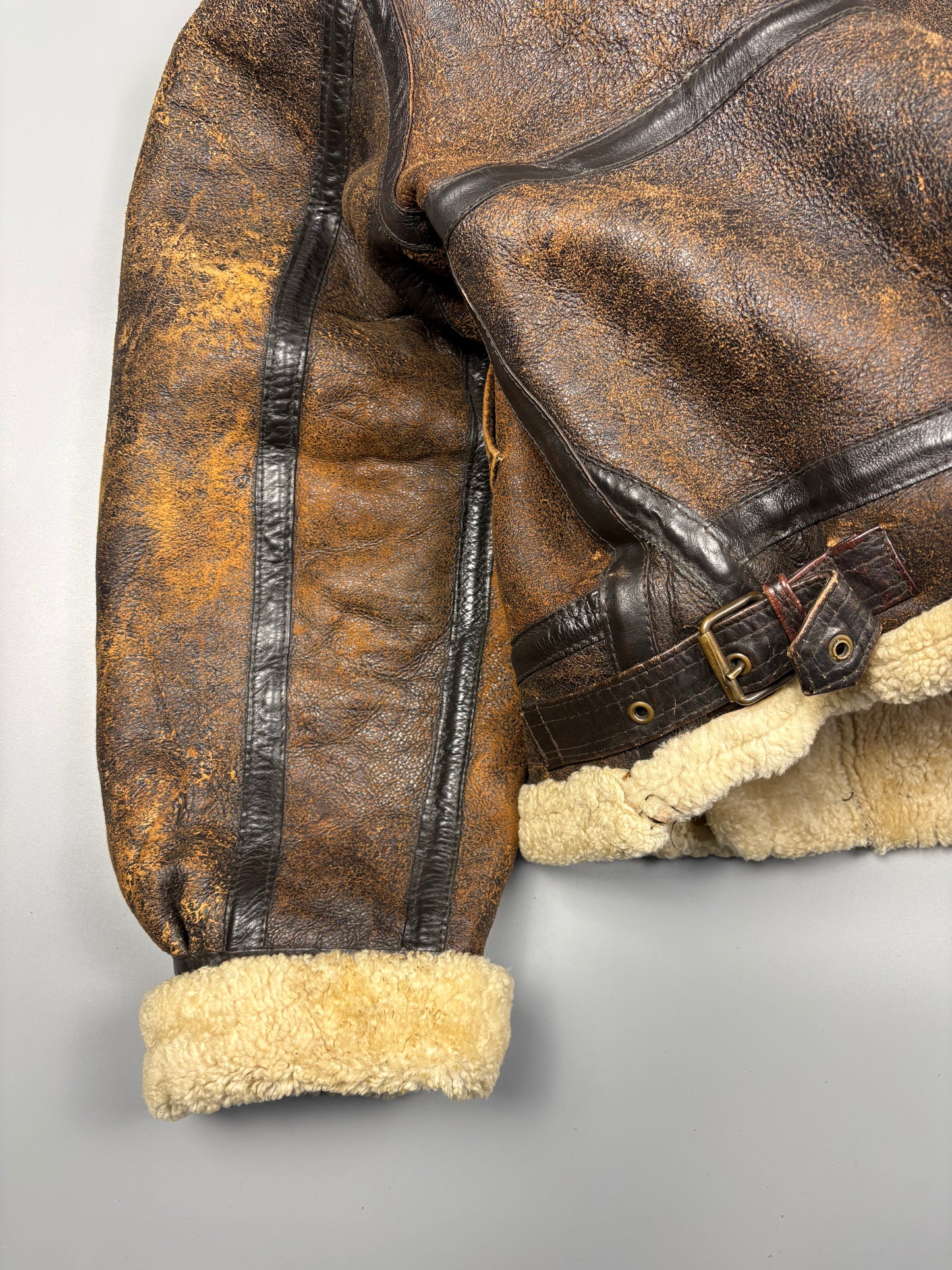 Vintage 1980s B-3 Sheepskin Flight Leather Jacket (S)