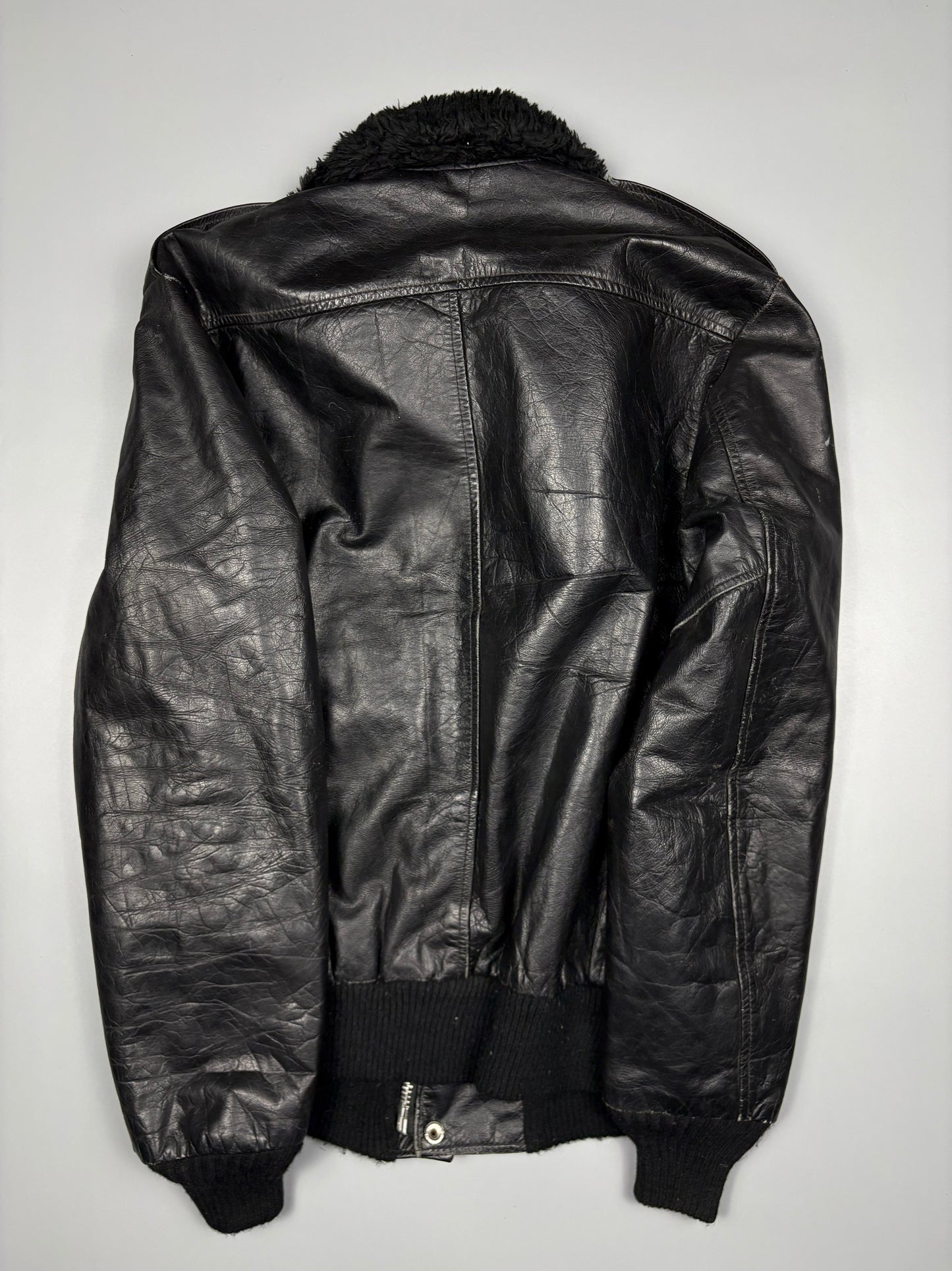 Vintage 1980s Fur Collar B-2 Flight Leather Jacket (M)