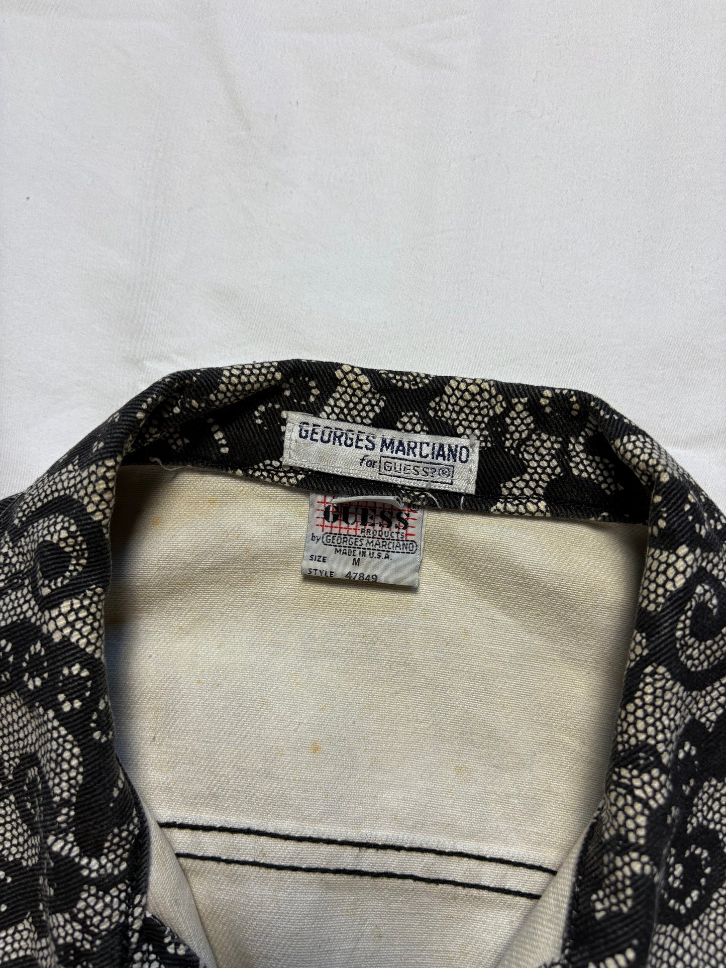 Vintage Guess Jeans Floral Black + White Trucker Jacket (women's M)