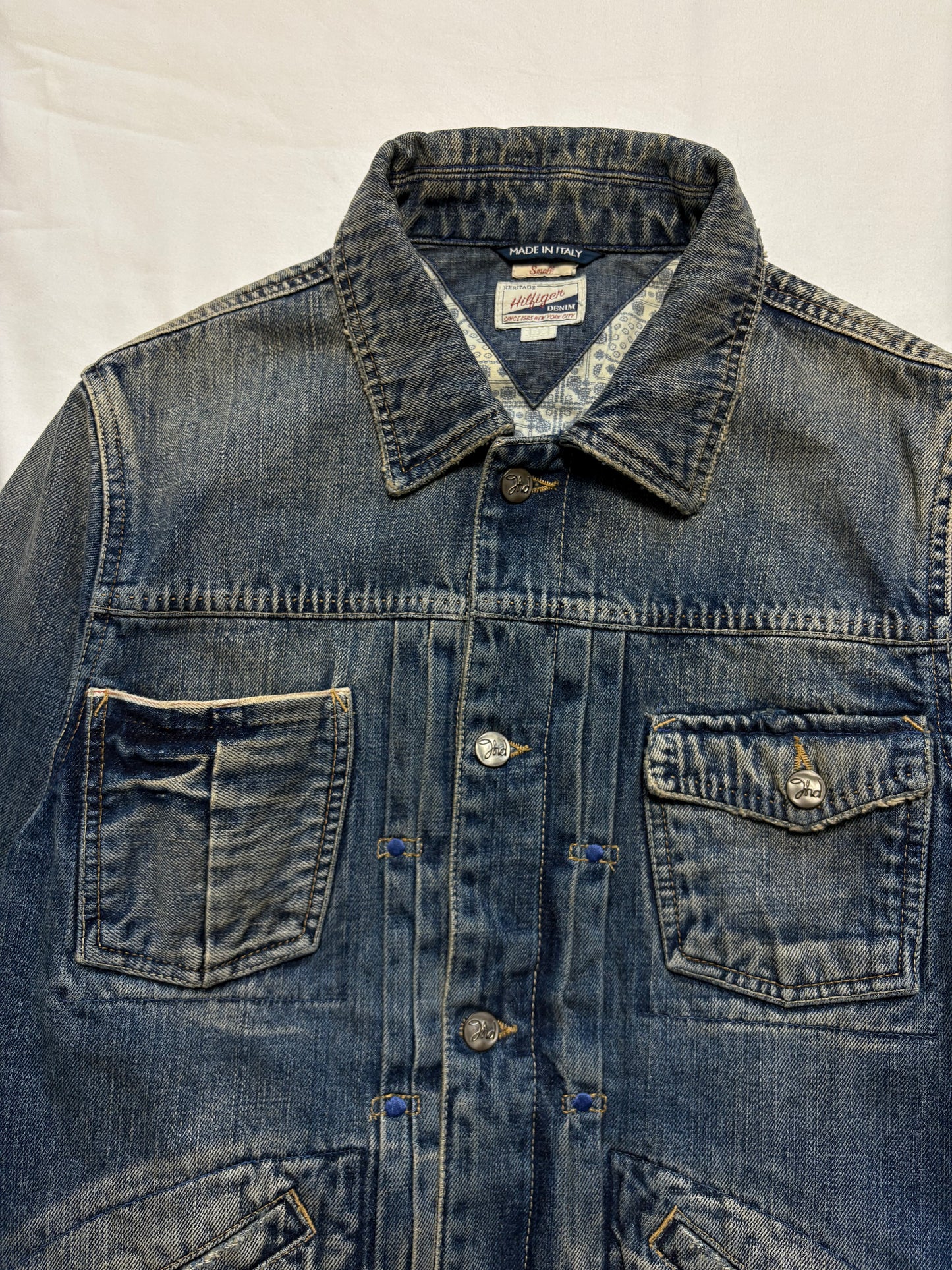 Vintage Tommy Hilfiger Double Pleated Denim Jacket (S)