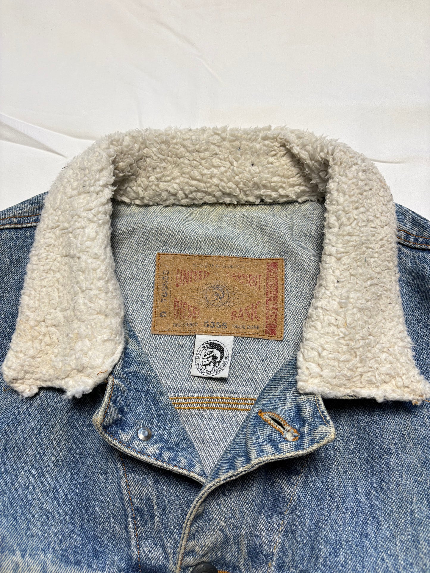 Vintage Diesel Sherpa Collar Denim Jacket (L)