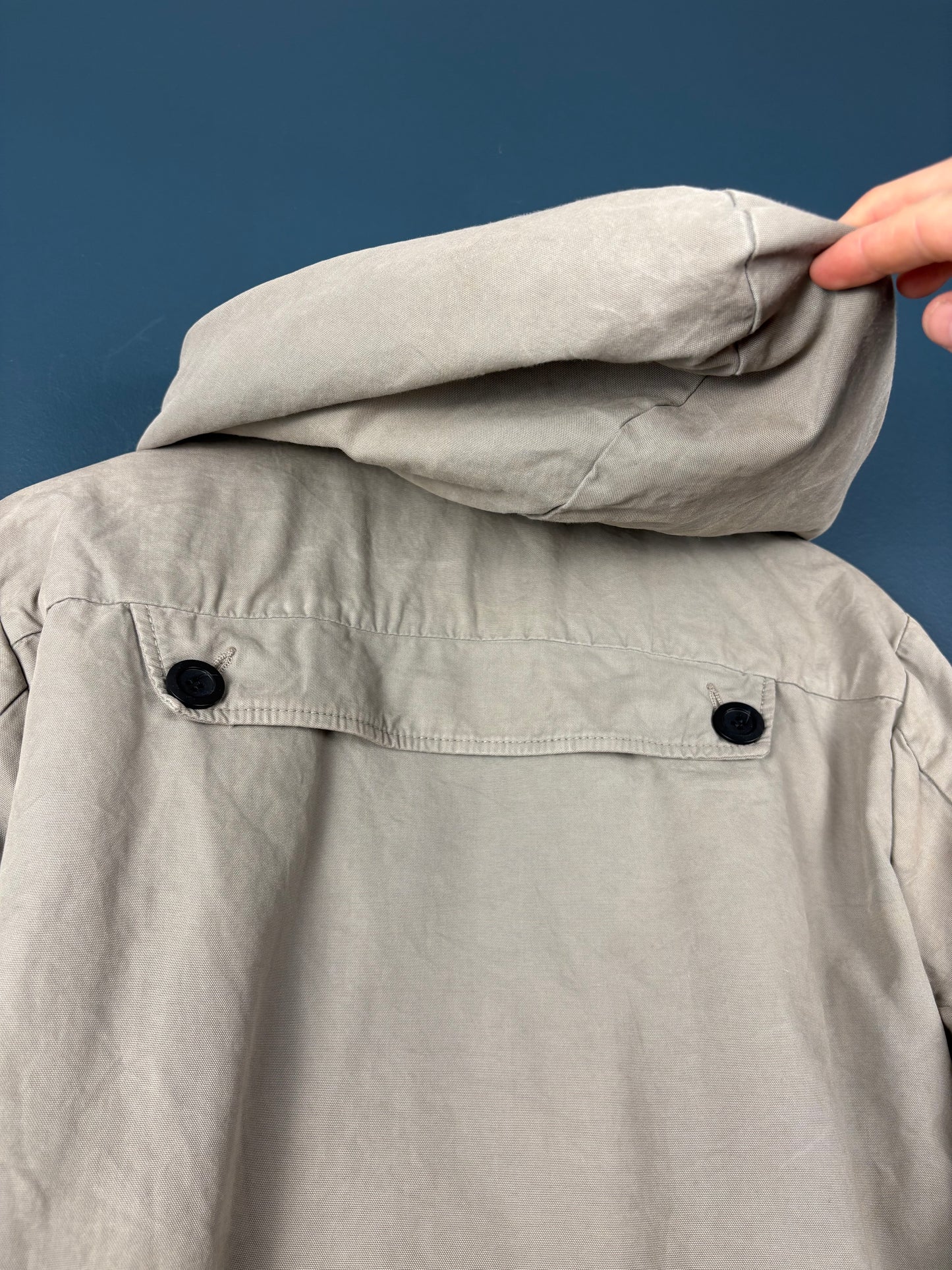 Vintage 90s Workwear Double Zip Beige Grey Hooded Jacket (M)