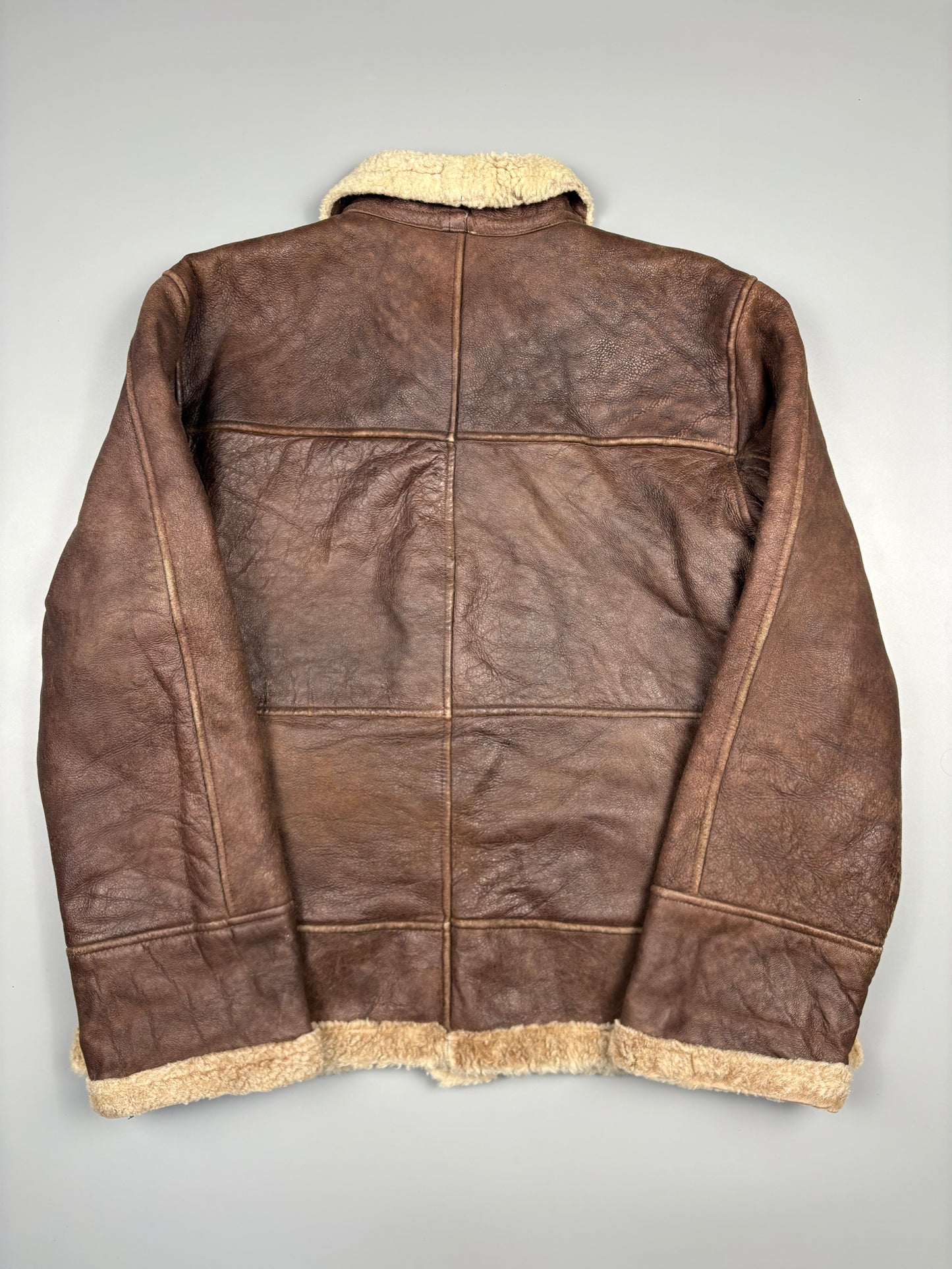 Vintage 1980s Aviation Shearling Lined Leather A-2 Flight Jacket (L)