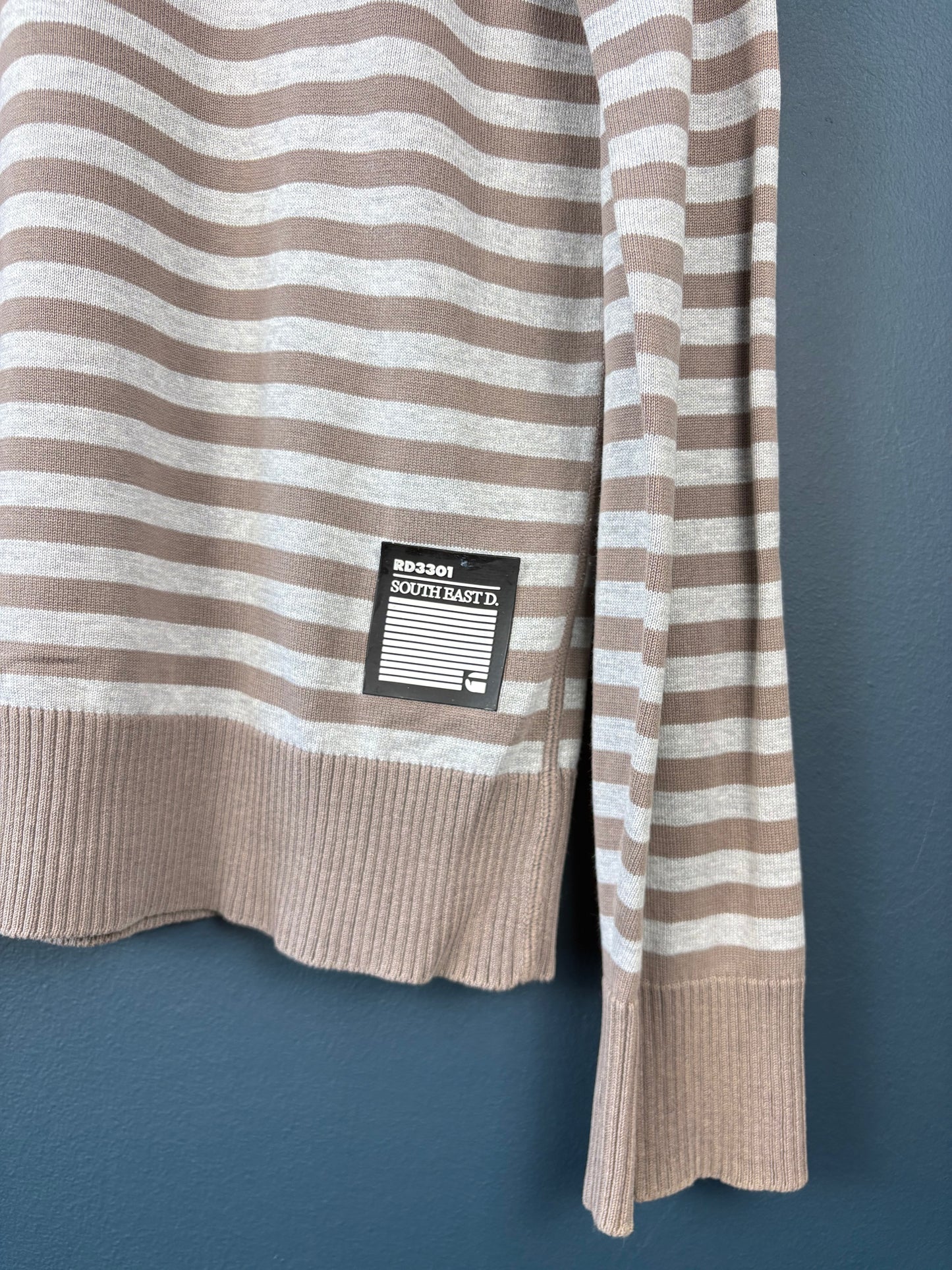 Vintage G-Star Raw Brown + Grey Stripe Knit Jumper (L)