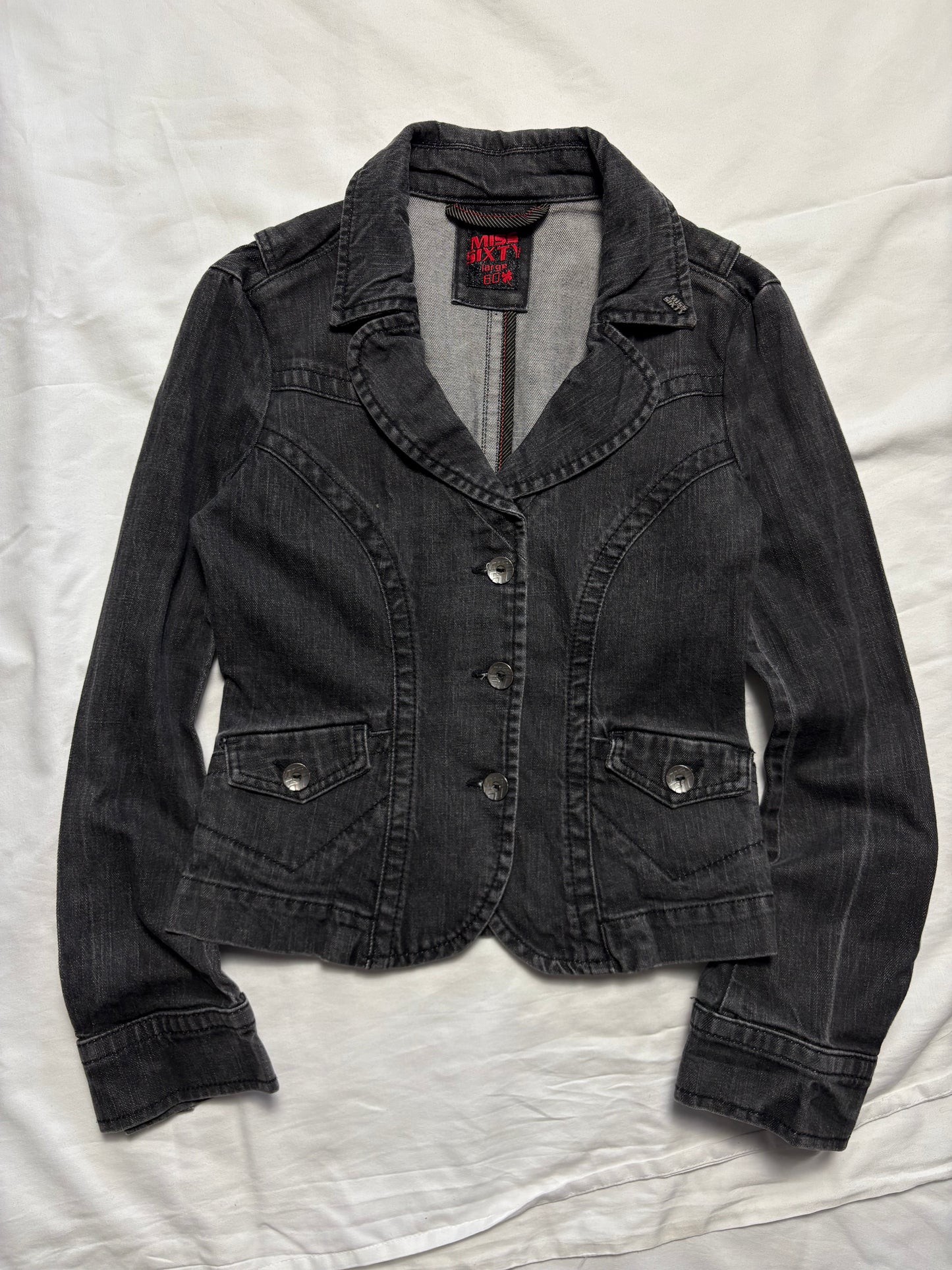 Miss Sixty 2000s Wash Grey Denim Jacket (women's L)