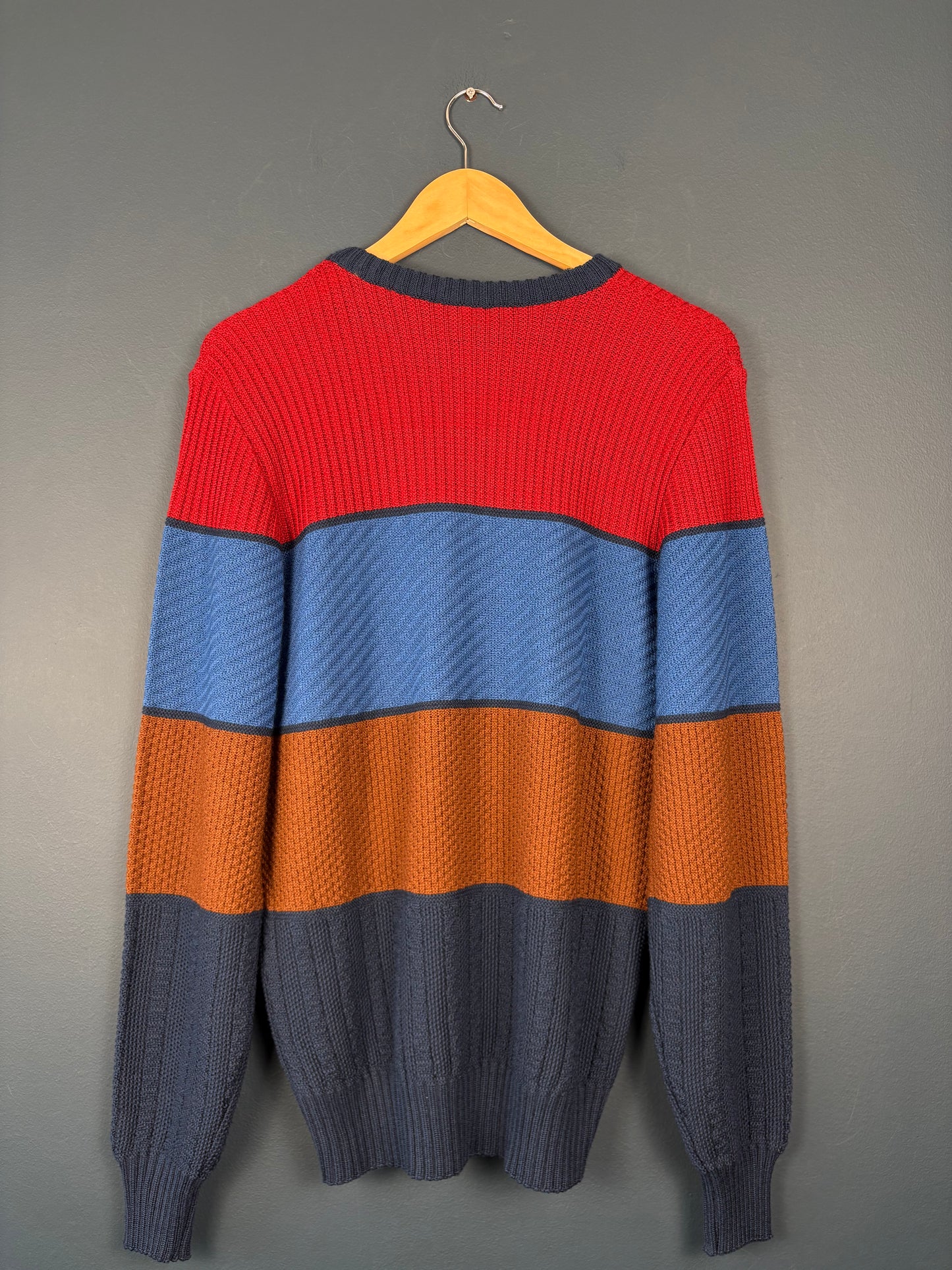 Vintage 80s Fred Perry Colour Block Stripe Knit Jumper (M)