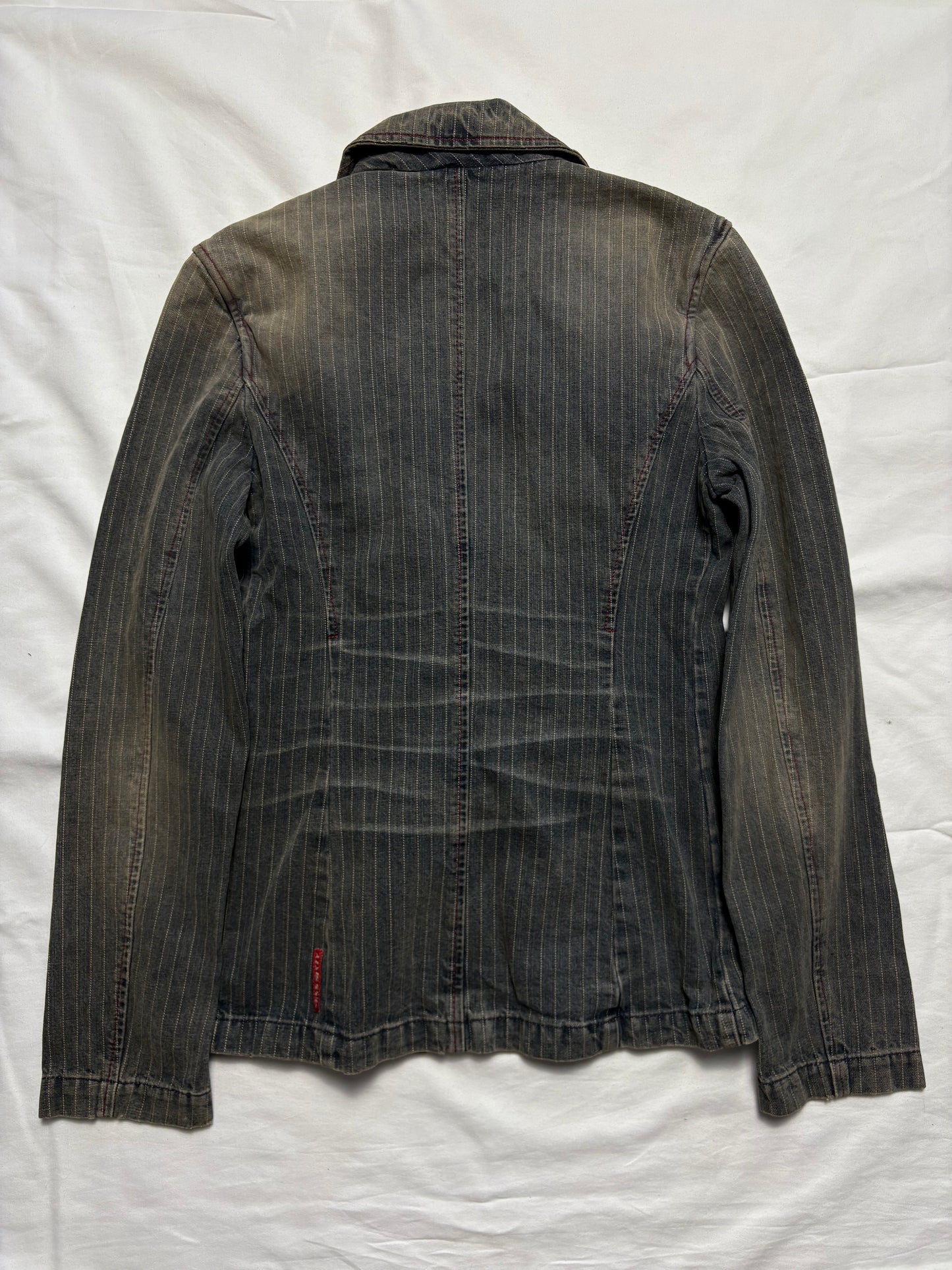 Miss Sixty 2000s Wash Grey Pinstripe Denim Jacket (women's S)
