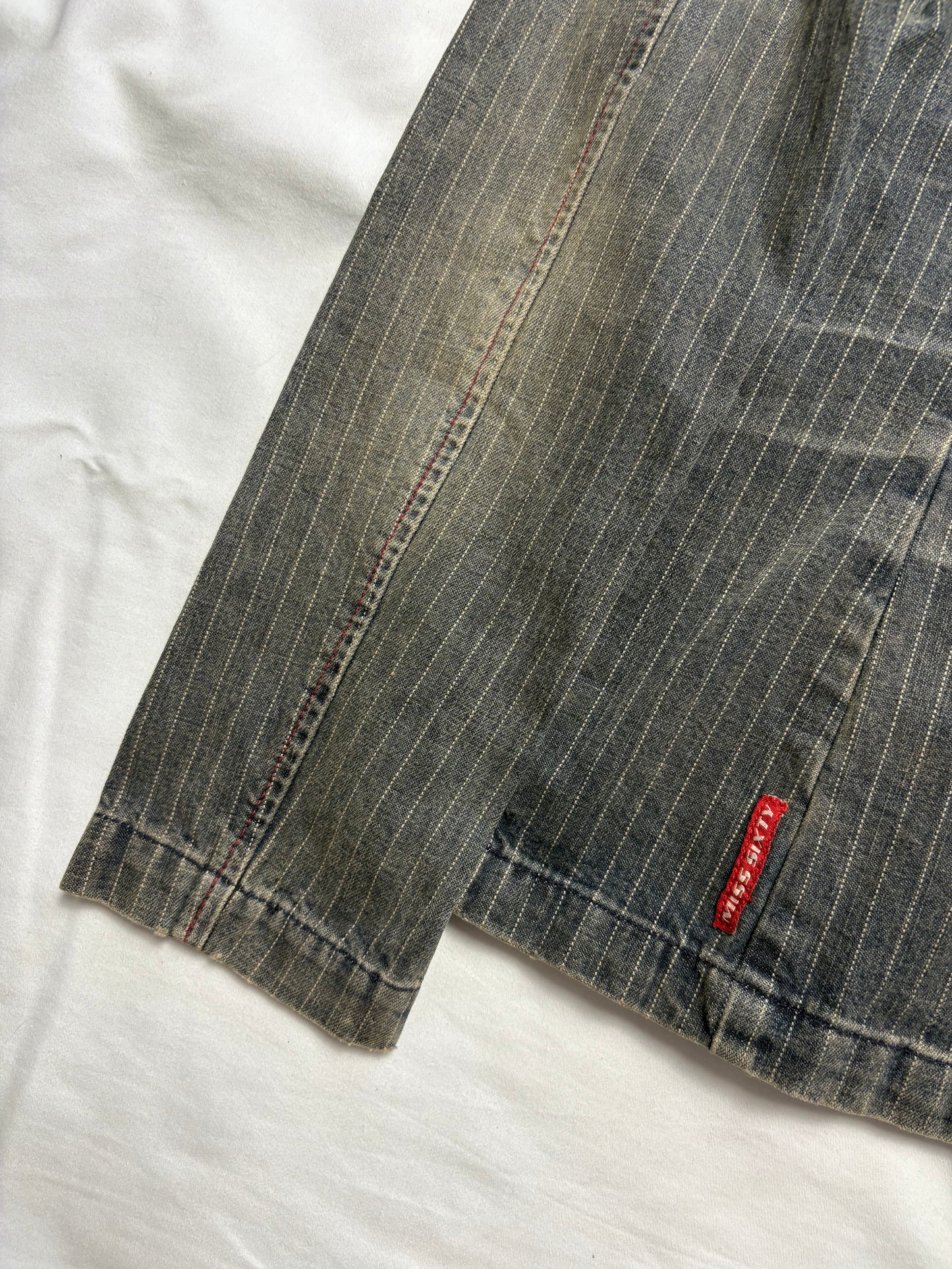 Miss Sixty 2000s Wash Grey Pinstripe Denim Jacket (women's S)