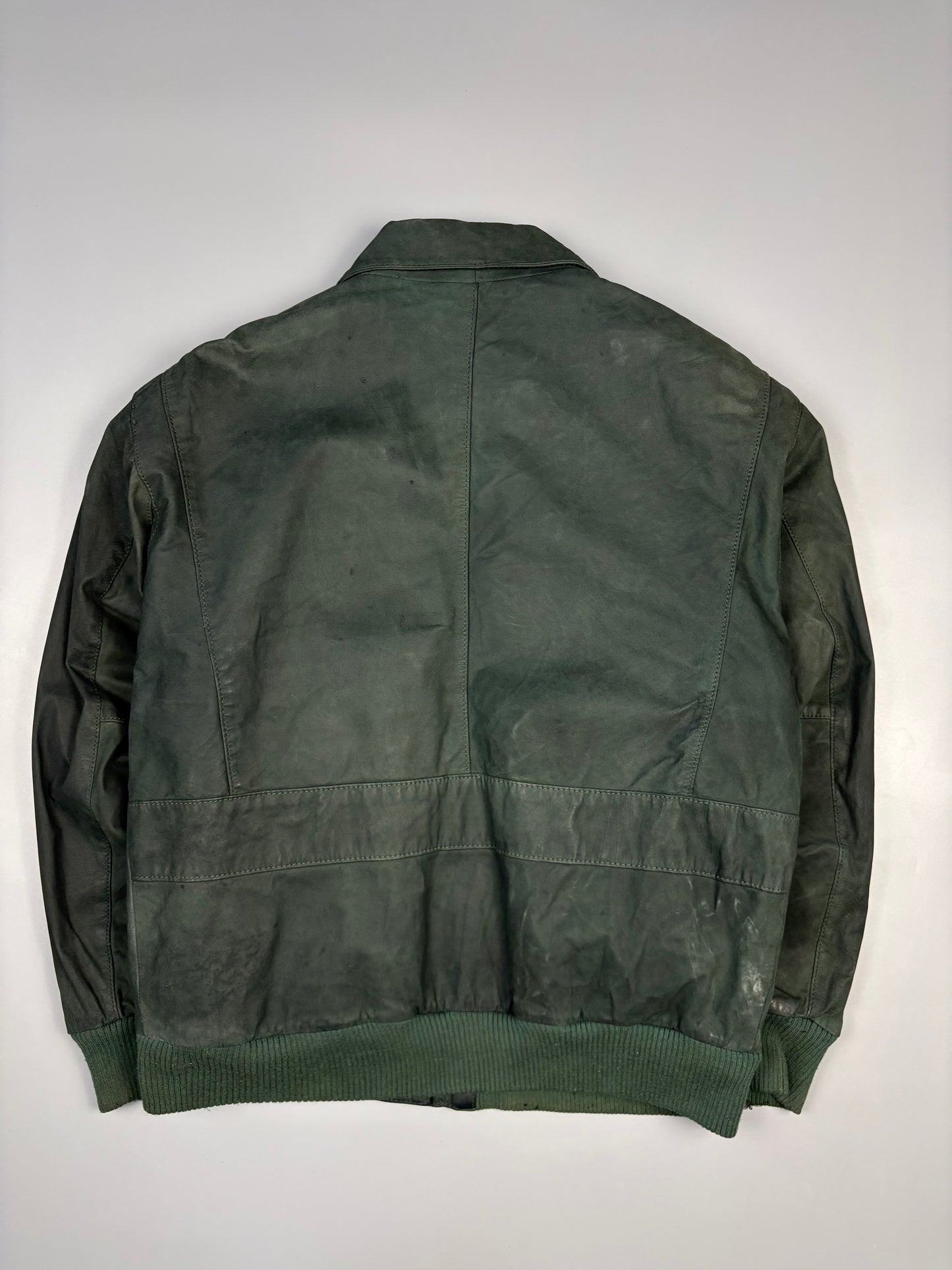 Vintage 1990s Dark Green A-2 Flight Leather Jacket (M)