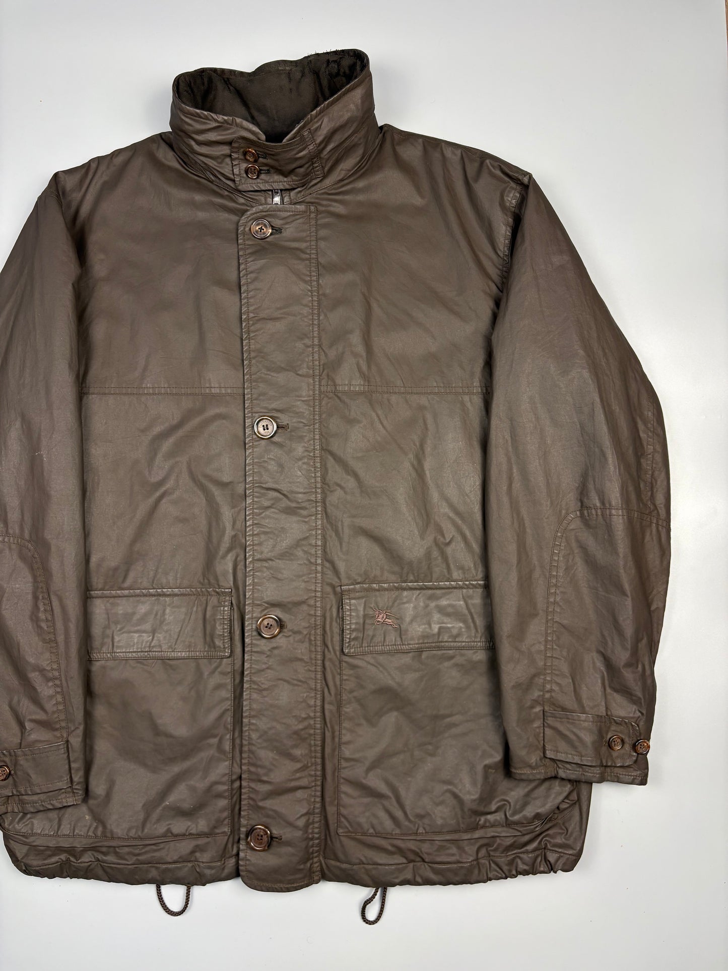 Vintage Burberry Nova Check Lined Brown Wax Jacket (L)