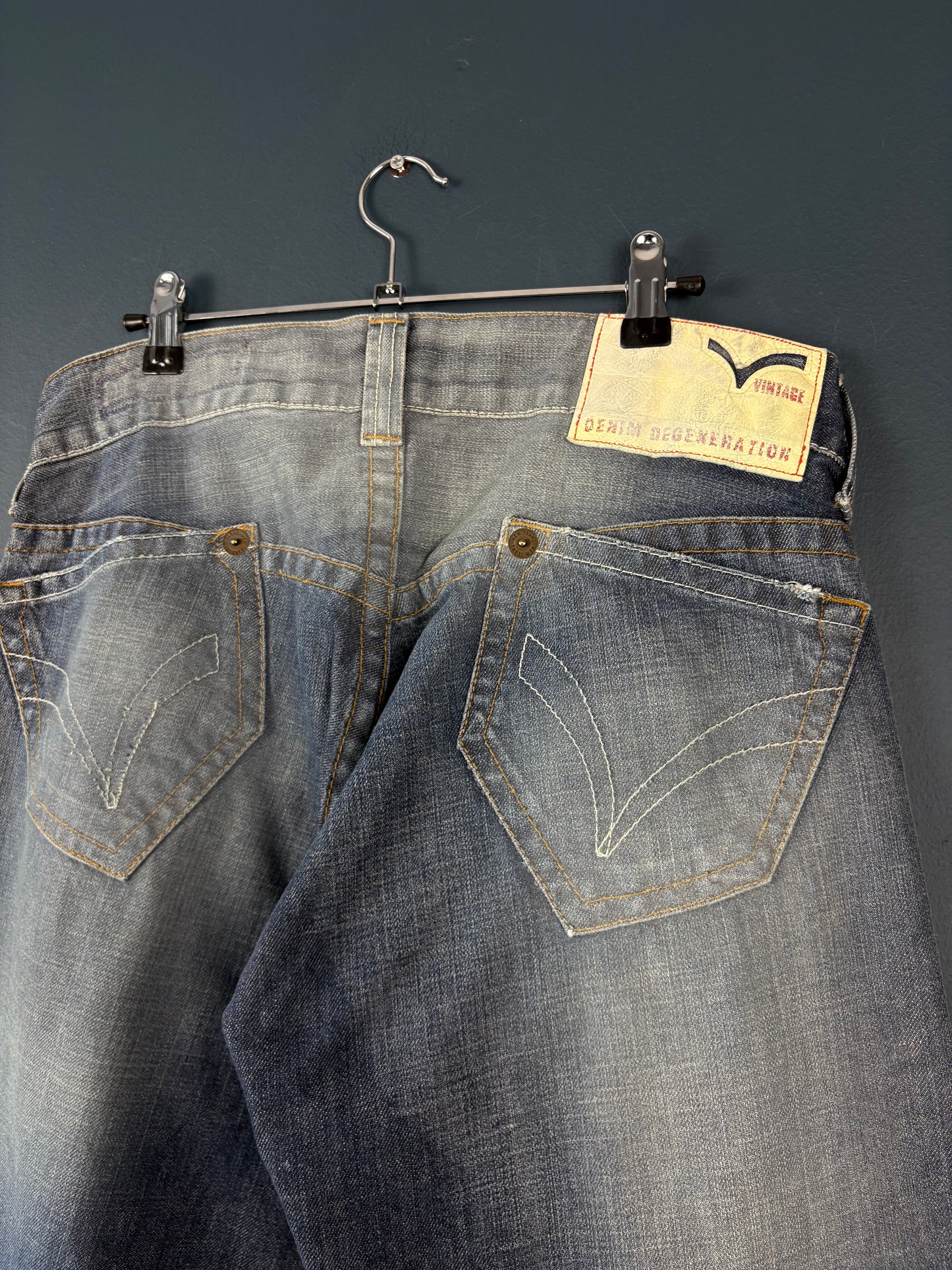 Vintage Denim Degeneration Spotlight Wideleg Denim Jeans (32x34)