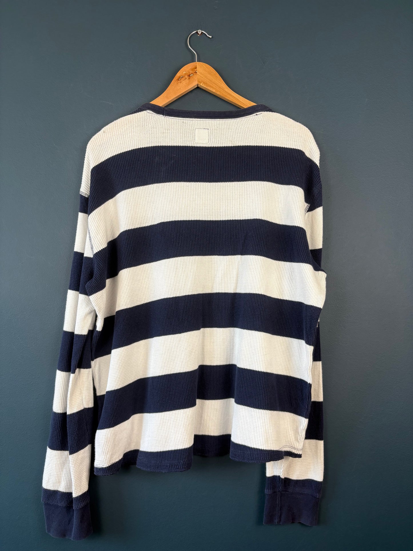 Vintage 90s GAP Navy + White Stripe Knit Jumper (M)