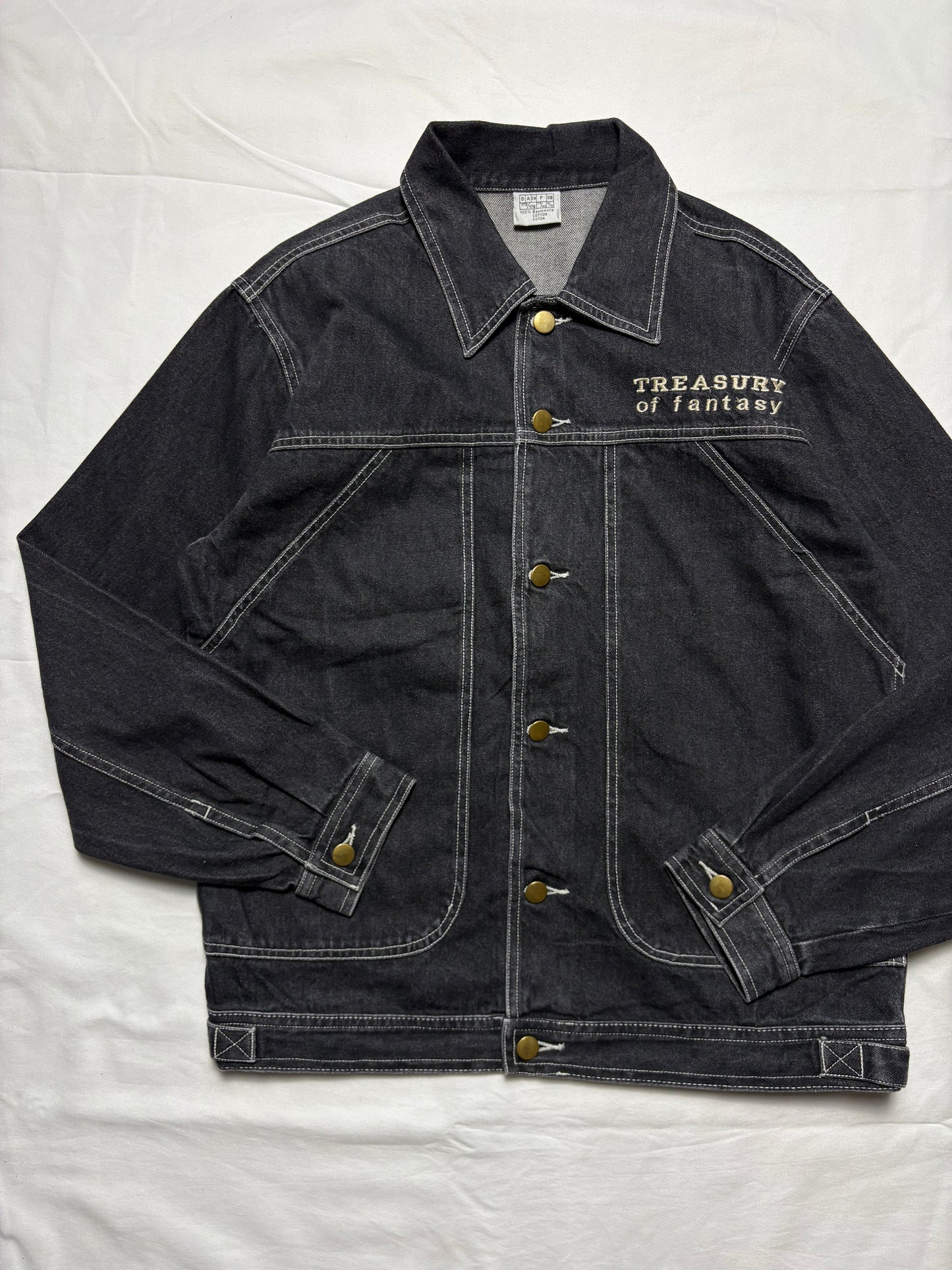 Vintage Dragon 90s Contrast Stitch Dark Denim Jacket (M)