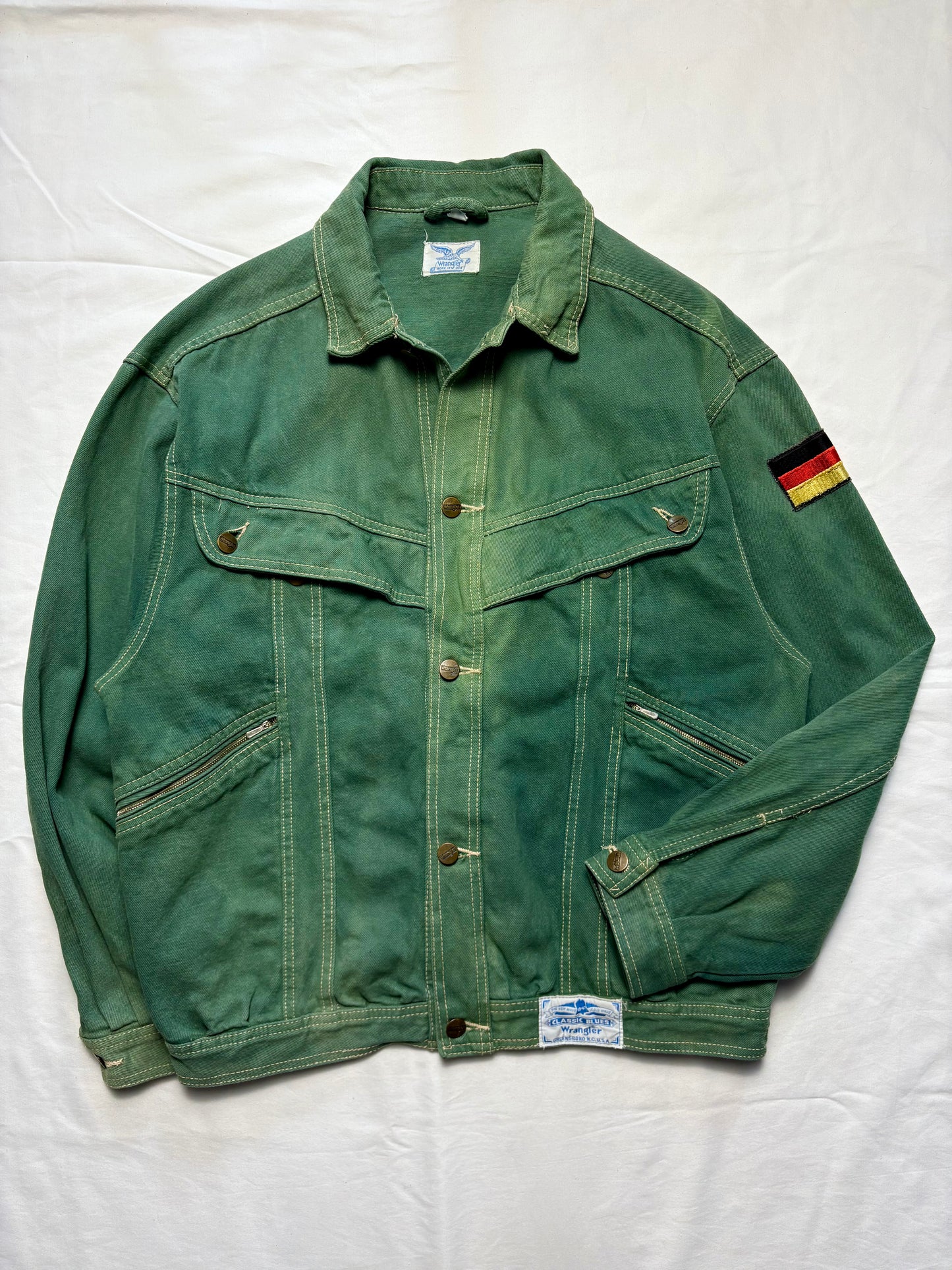 Wrangler 80s Green Wash Canvas Field Jacket (M)