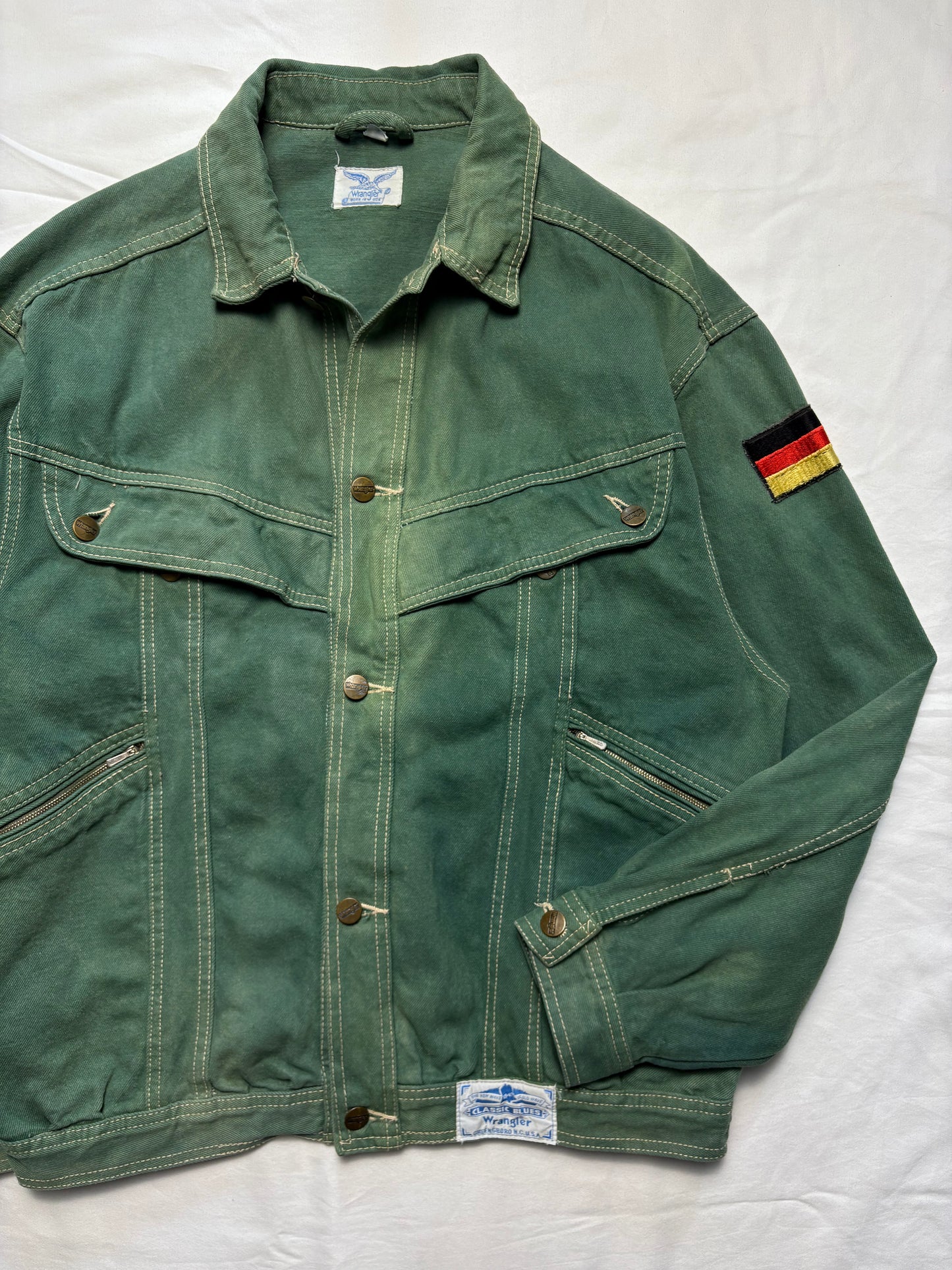 Wrangler 80s Green Wash Canvas Field Jacket (M)