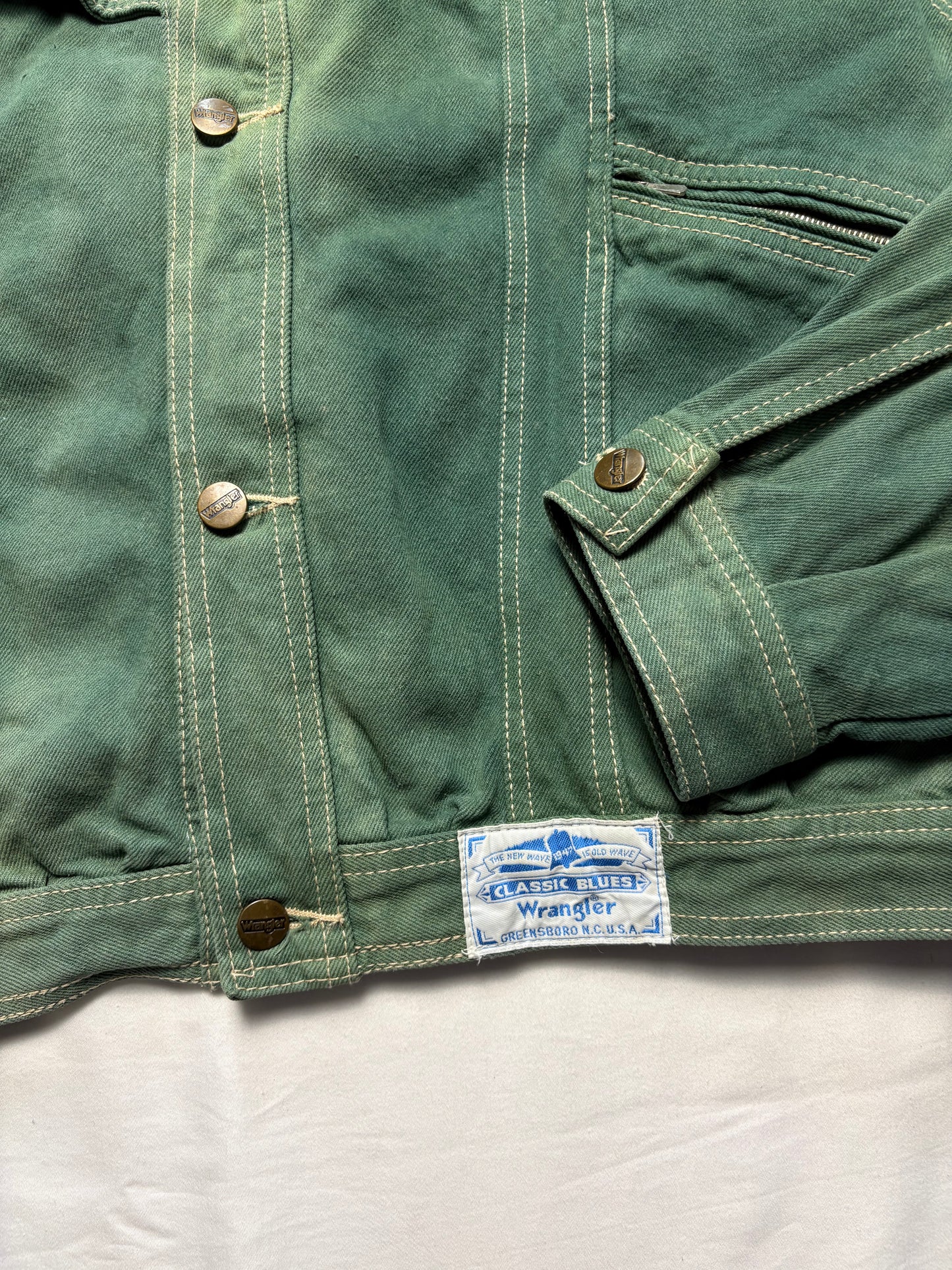 Wrangler 80s Green Wash Canvas Field Jacket (M)