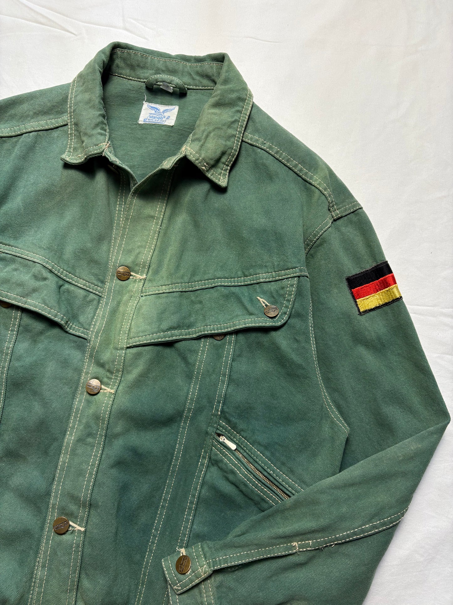 Wrangler 80s Green Wash Canvas Field Jacket (M)