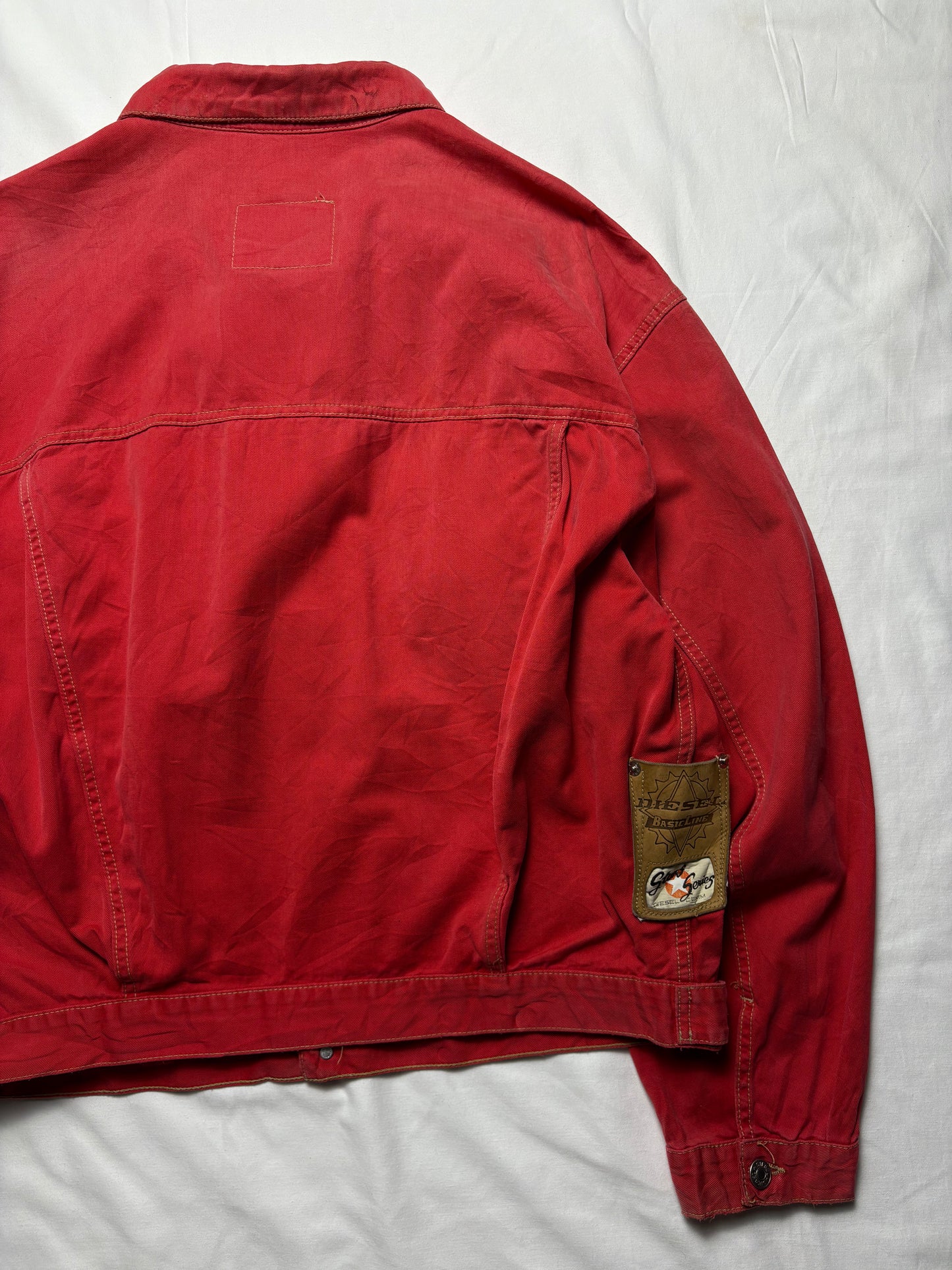 Vintage Diesel Industry Red Canvas Trucker Jacket (L)
