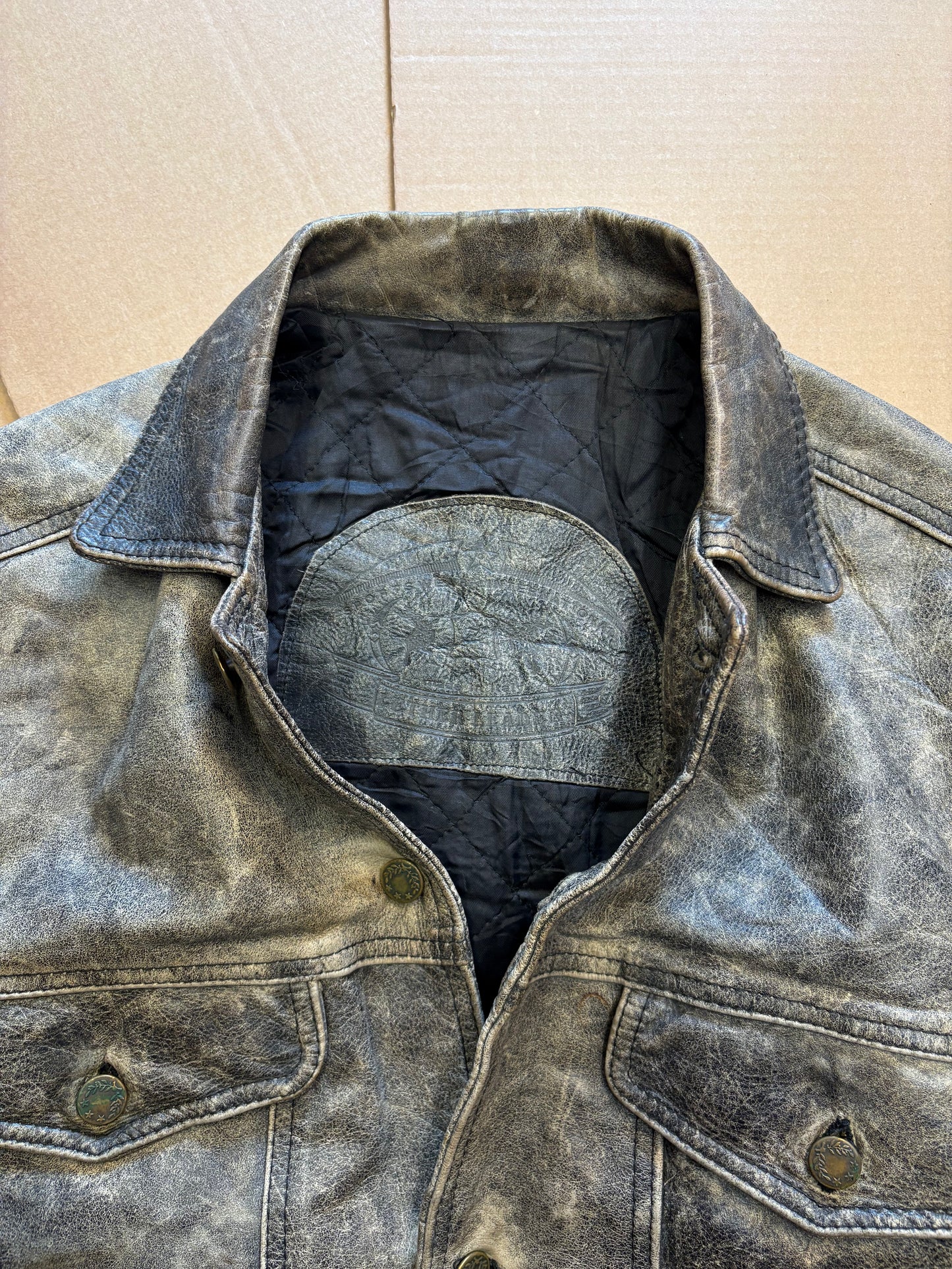 Vintage Italian Khaki Green Leather Jacket (women's S)