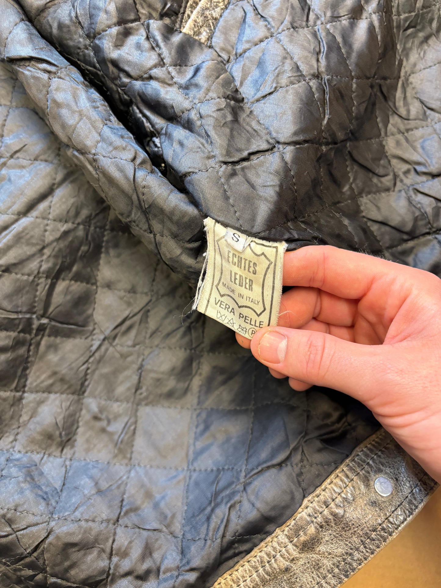 Vintage Italian Khaki Green Leather Jacket (women's S)
