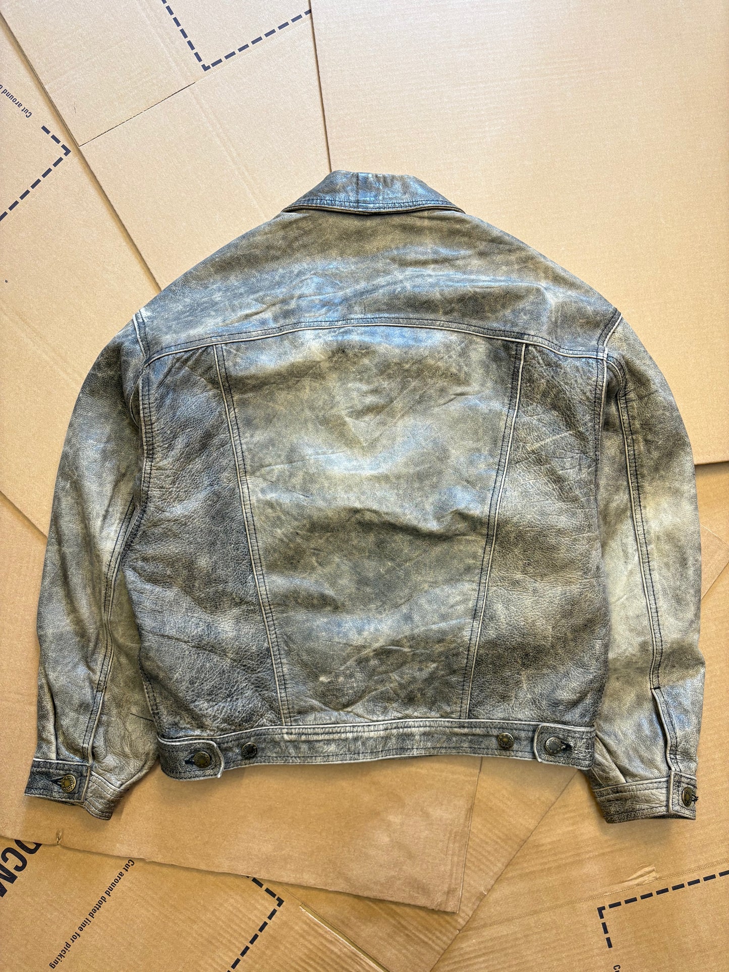 Vintage Italian Khaki Green Leather Jacket (women's S)