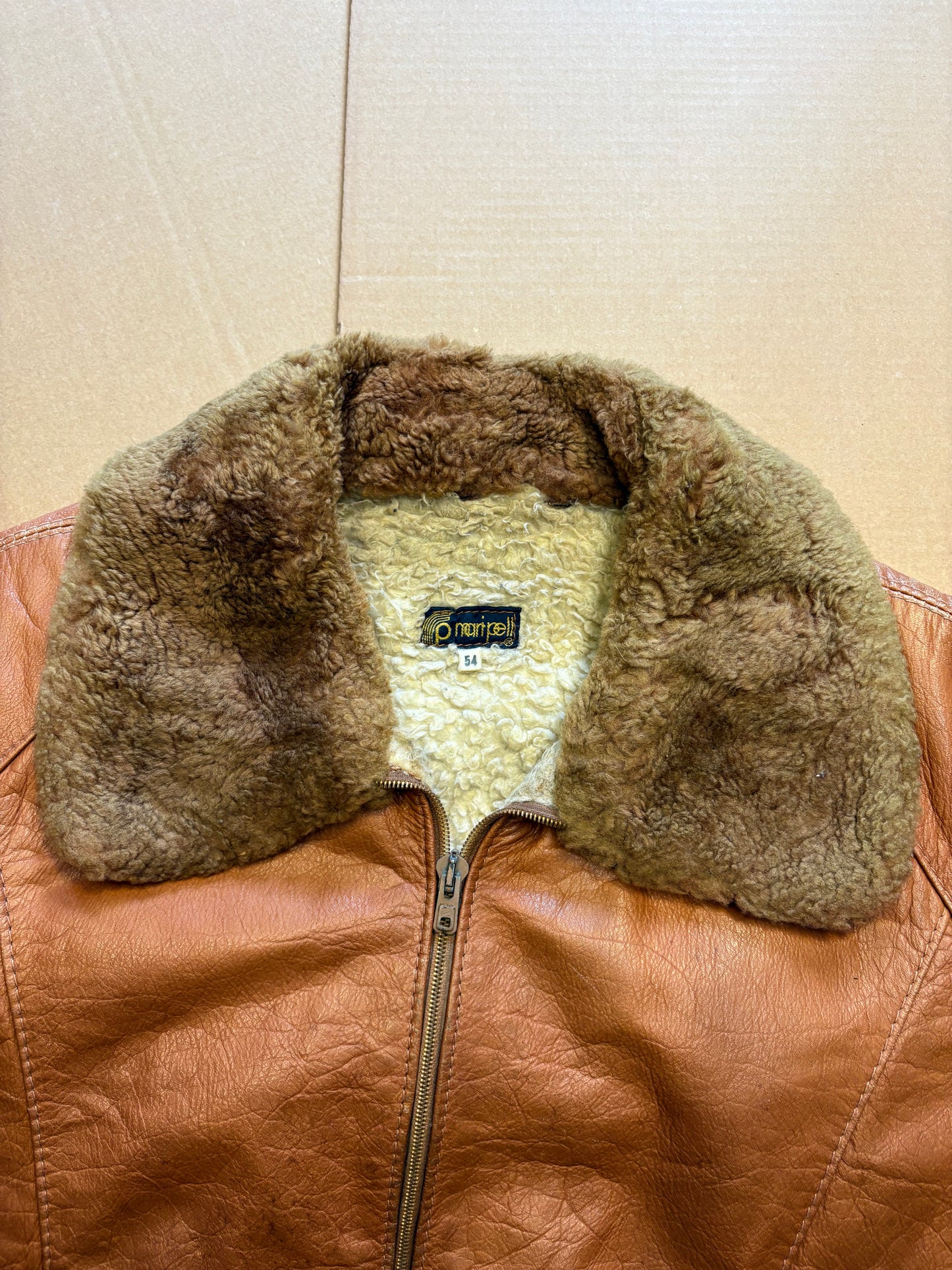Vintage Sherling Lined Orange Leather Jacket (women's M)