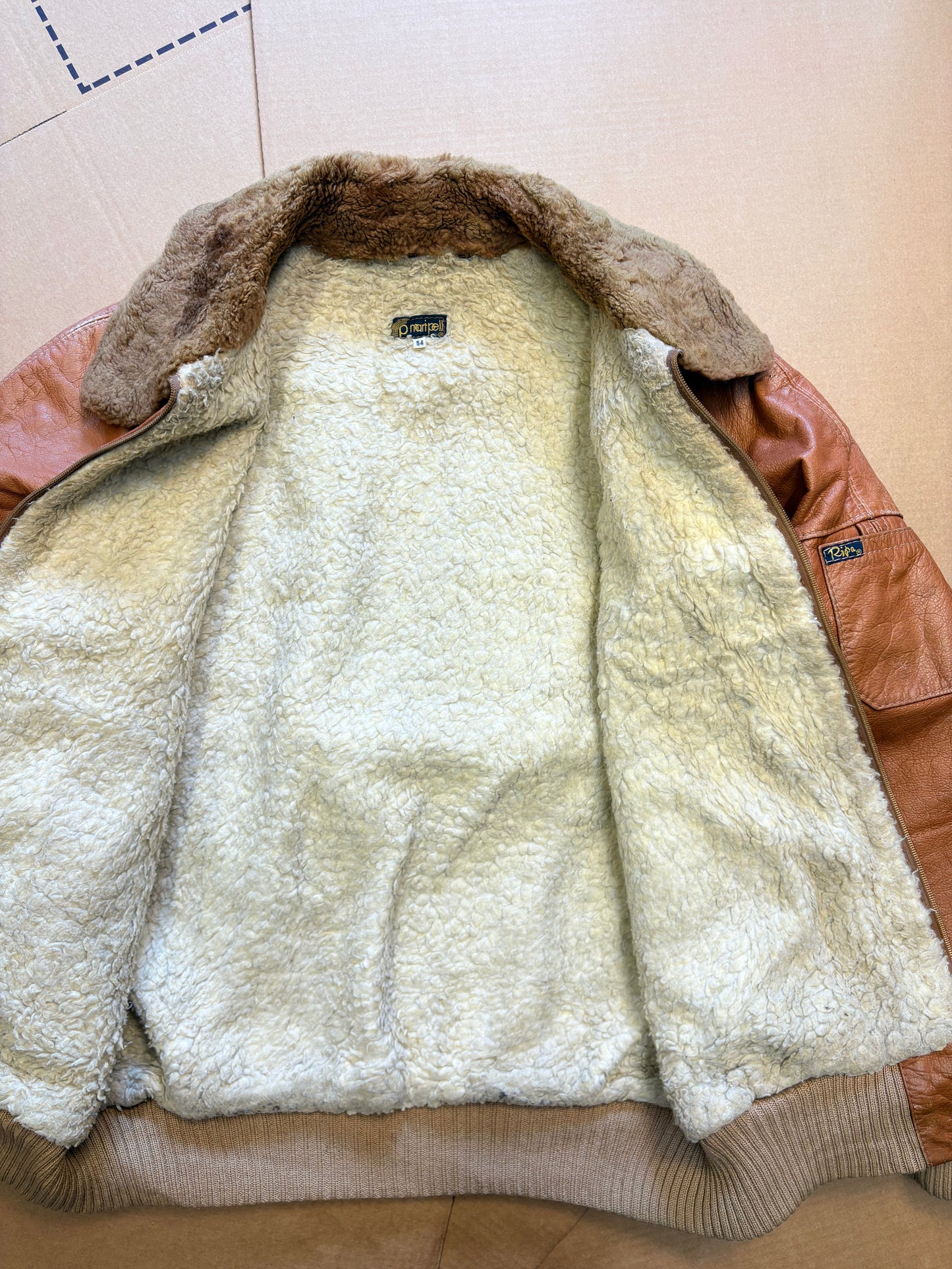 Vintage Sherling Lined Orange Leather Jacket (women's M)