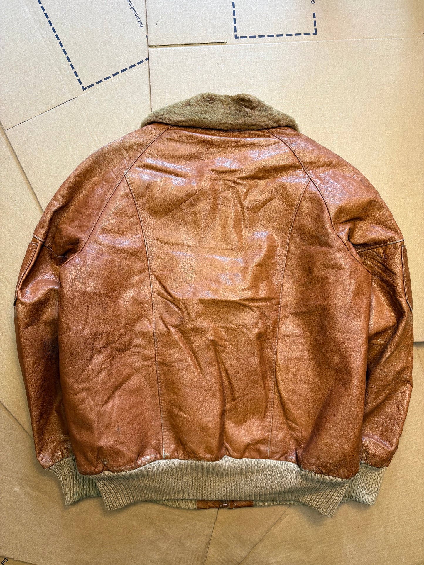 Vintage Sherling Lined Orange Leather Jacket (women's M)