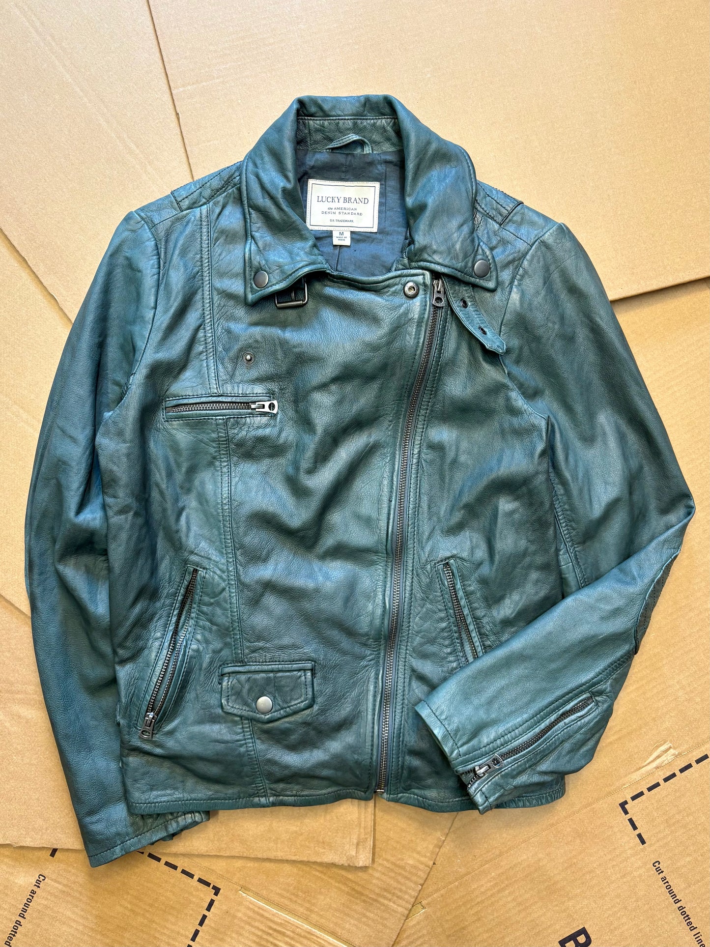 Vintage Lucky Brand Asymmetrical Leather Jacket (women's M)